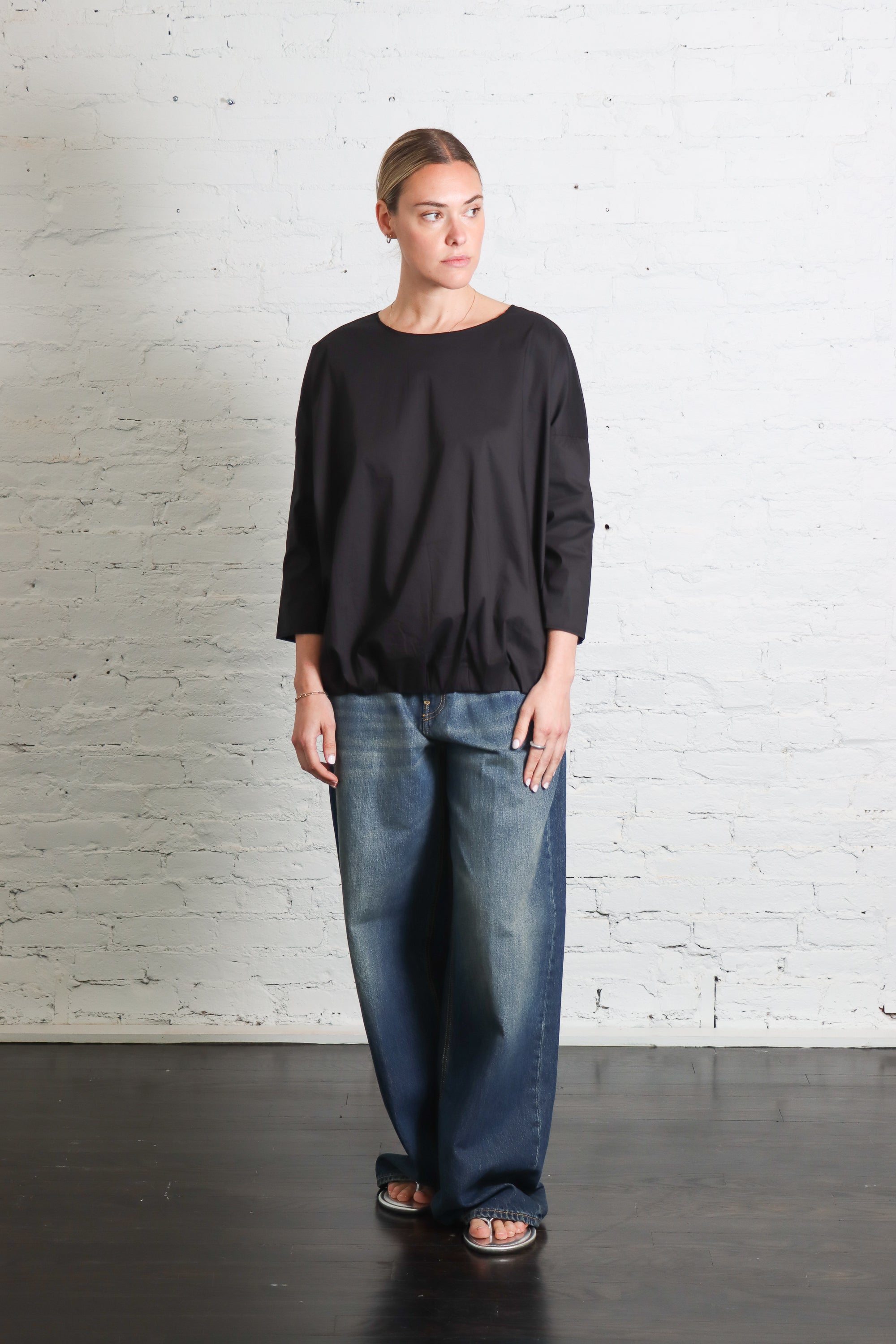 T-Shirt with Elastic TSL in Black by Album Di Famiglia-Album Di Famiglia-Idlewild-Cincinnati