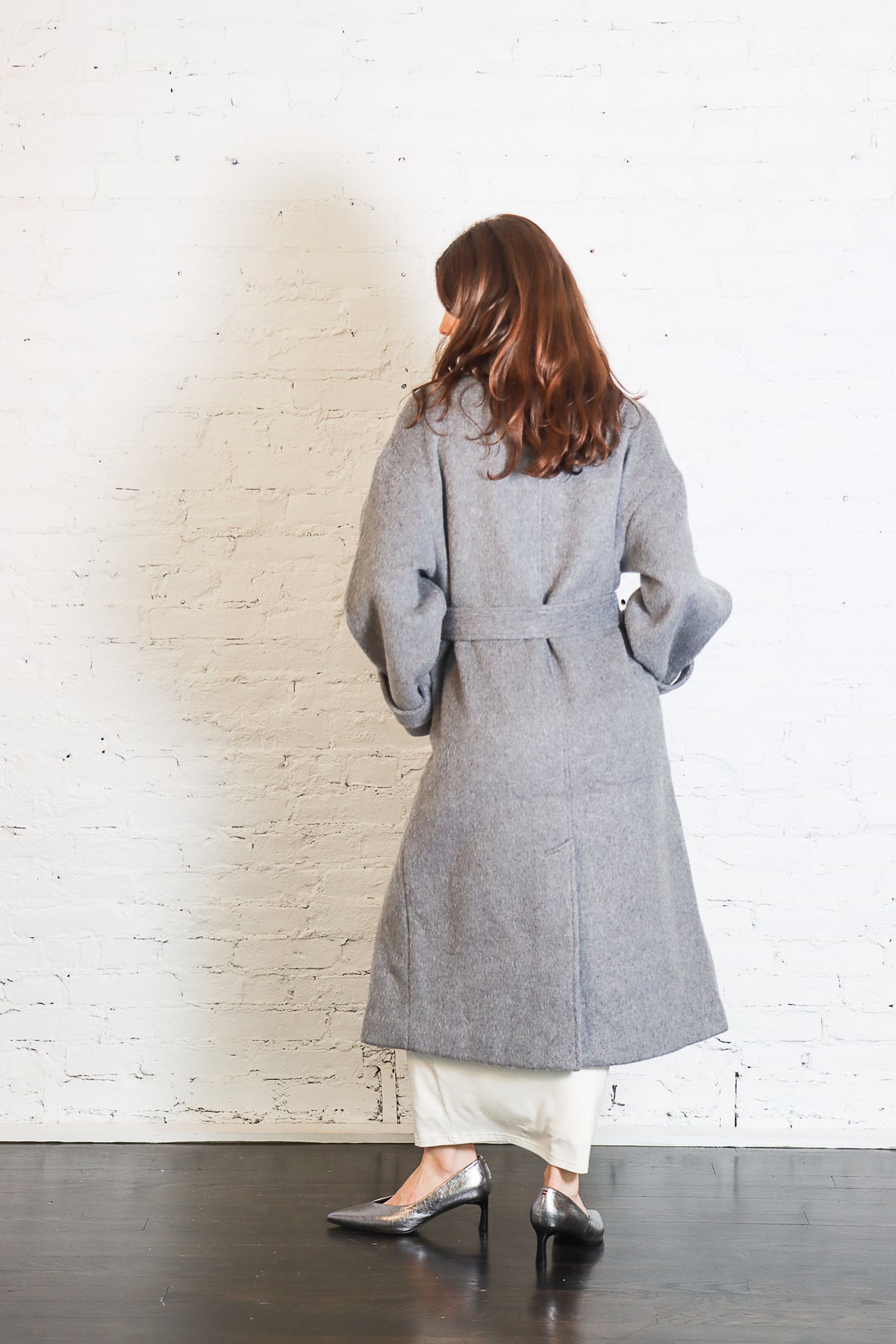 Tall Collar Long Wool Coat in Light Grey by 7115 by Szeki-7115 by Szeki-Idlewild-Cincinnati
