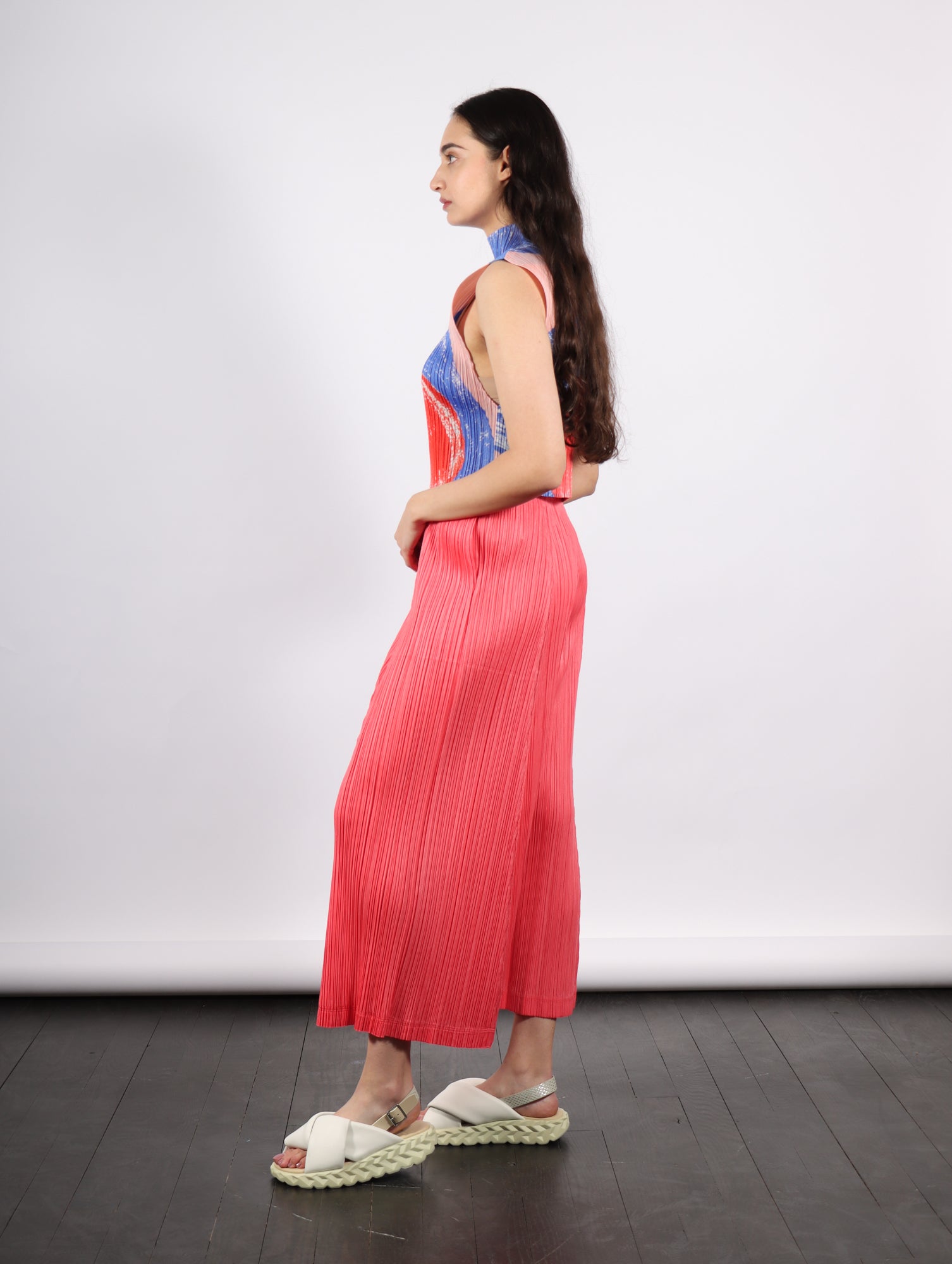 Thicker Bottoms 1 Pants in Coral Pink by Pleats Please Issey