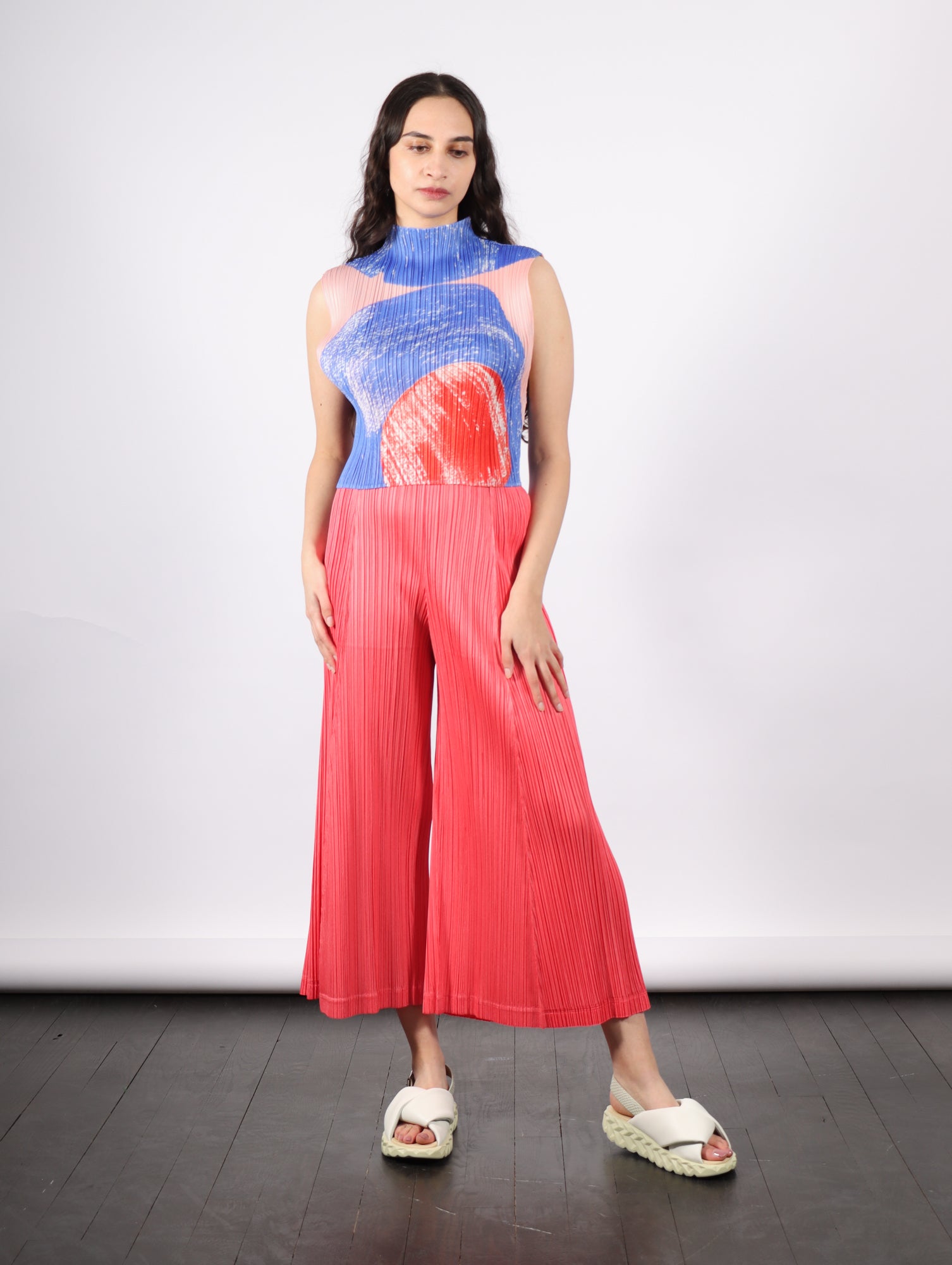 Thicker Bottoms 1 Pants in Coral Pink by Pleats Please Issey