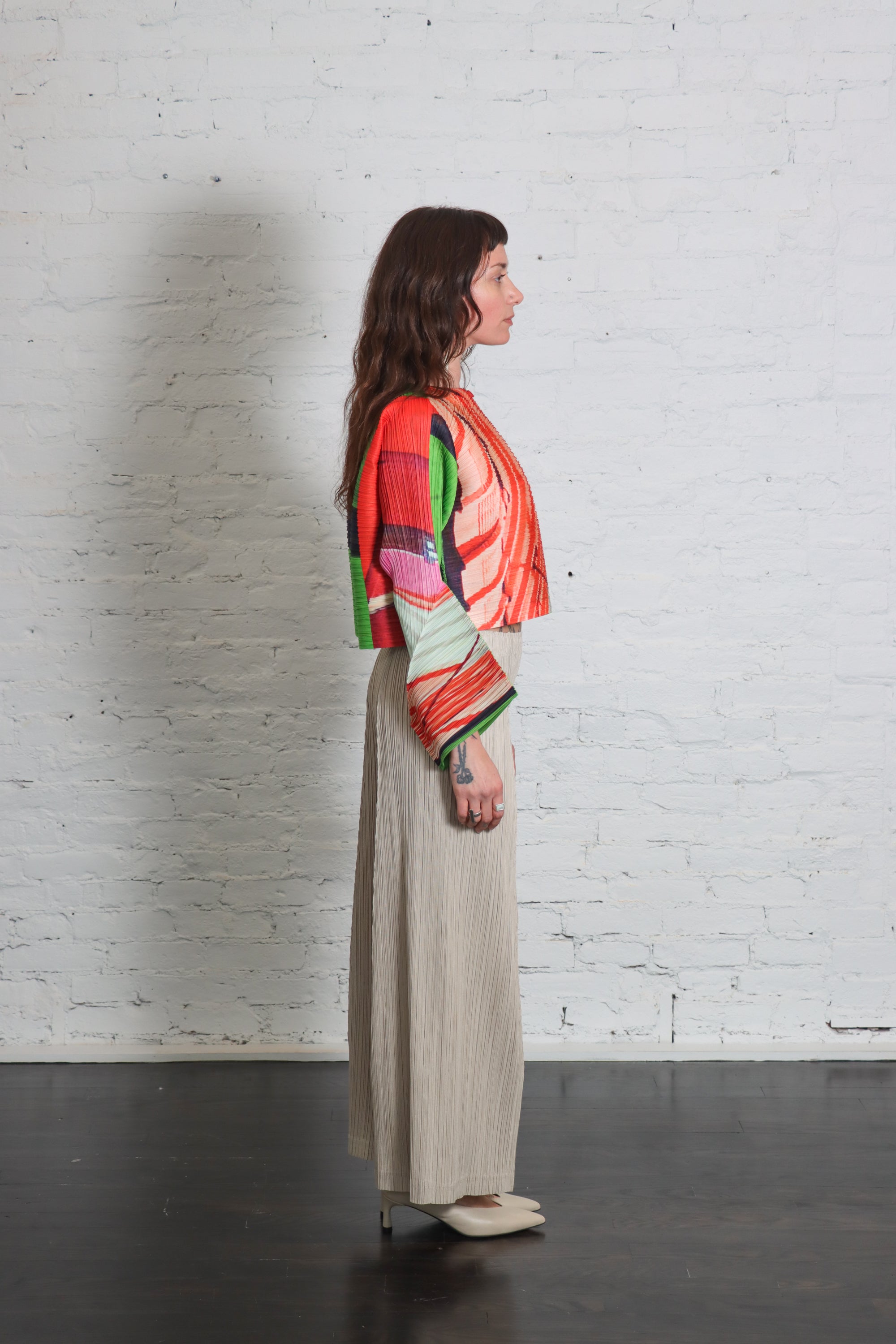 Thicker Bottoms 1 Pants in Greige by Pleats Please Issey Miyake