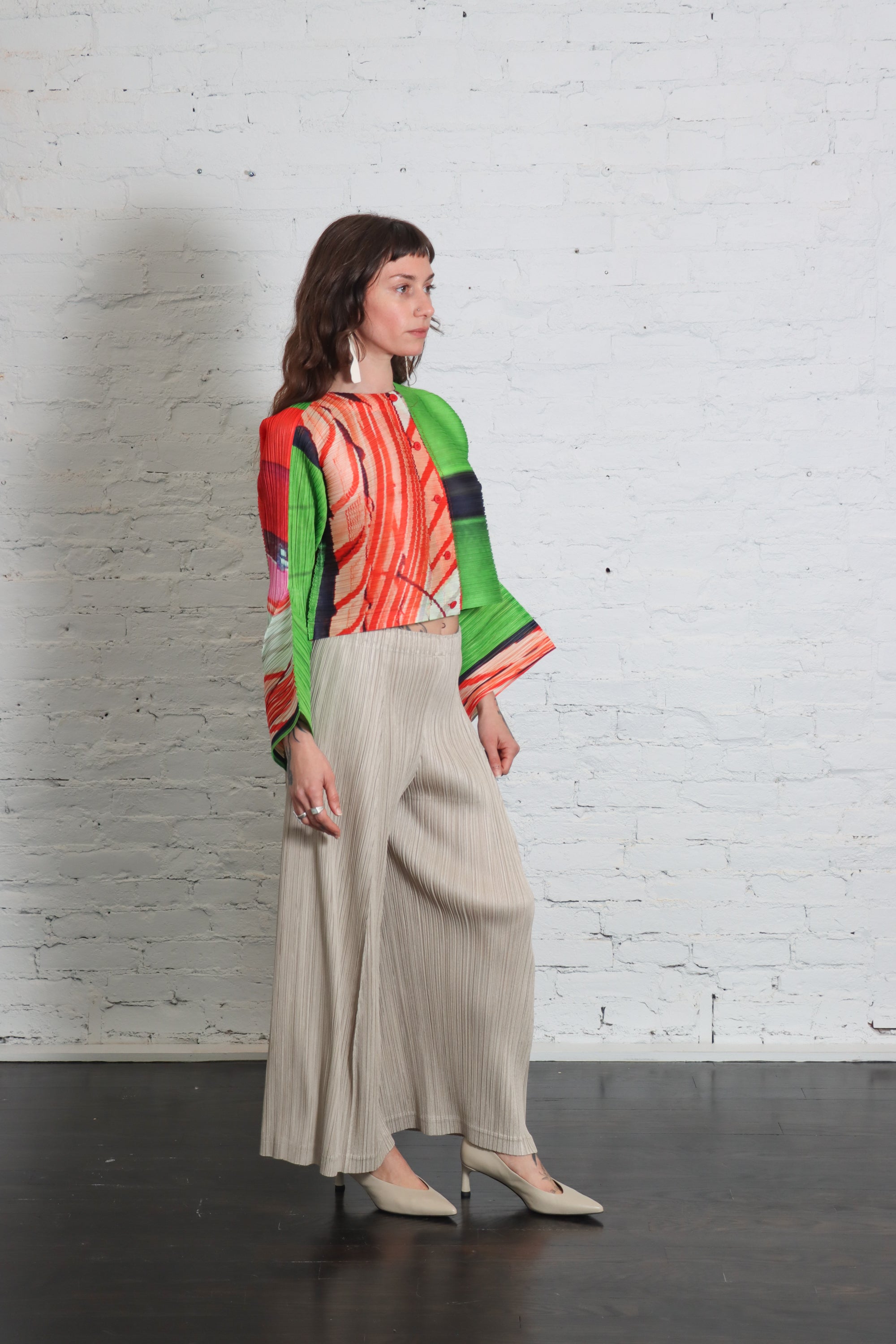 Thicker Bottoms 1 Pants in Greige by Pleats Please Issey Miyake