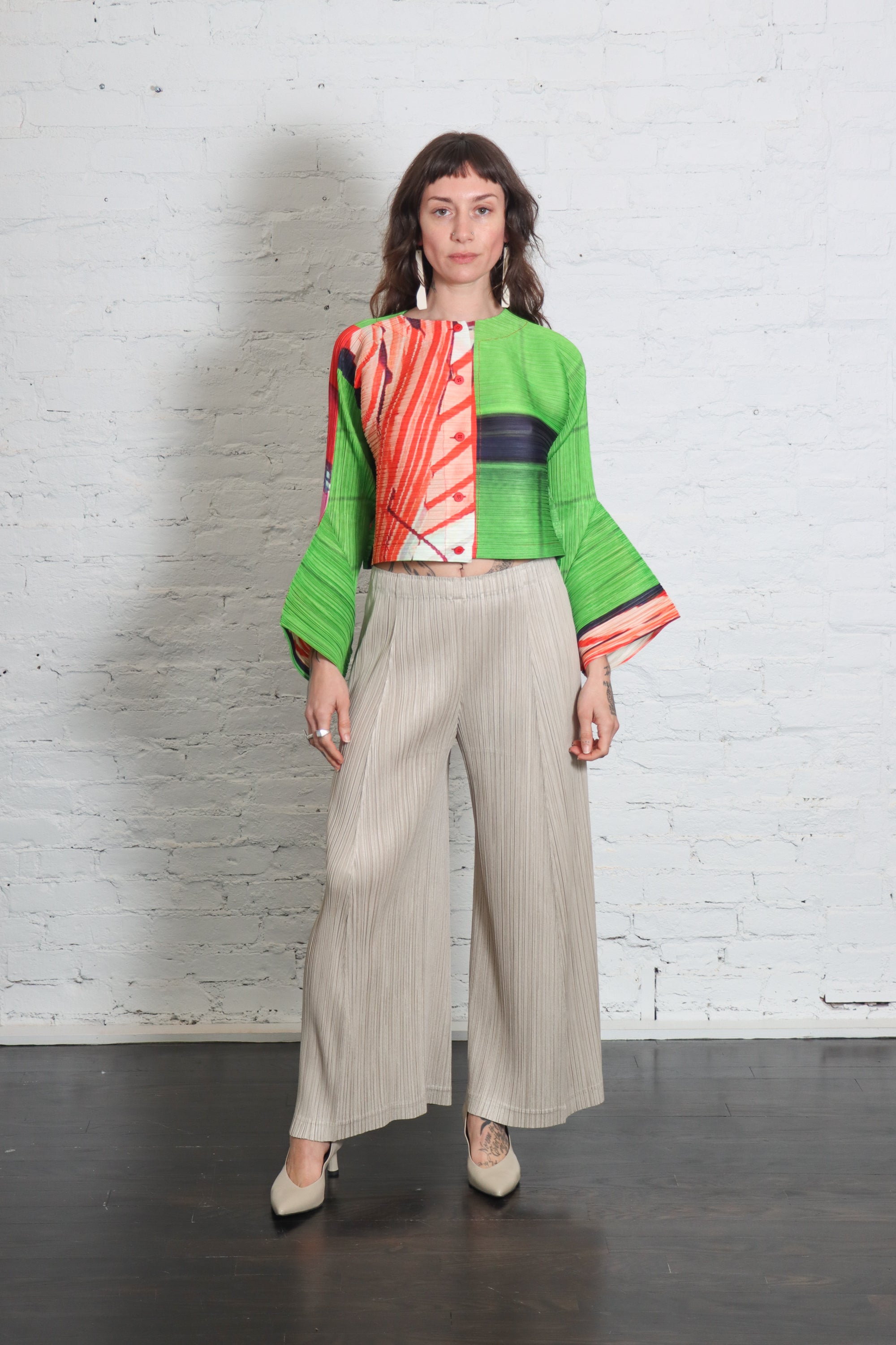 Thicker Bottoms 1 Pants in Greige by Pleats Please Issey Miyake-Bottoms-Pleats Please Issey Miyake-Idlewild