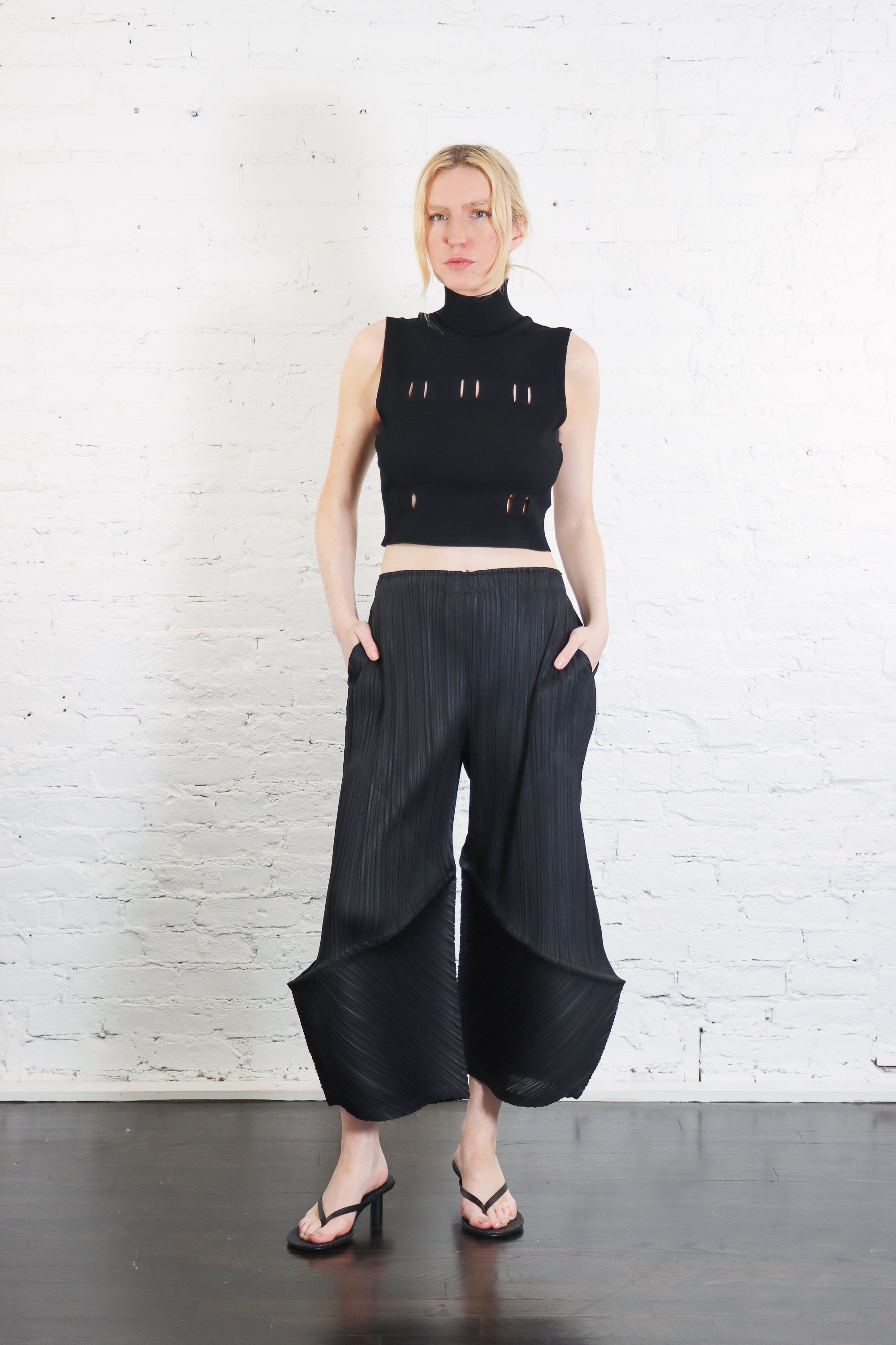 Thicker Bottoms 2 Pants in Black by Pleats Please Issey Miyake-Pleats Please Issey Miyake-Idlewild-Cincinnati