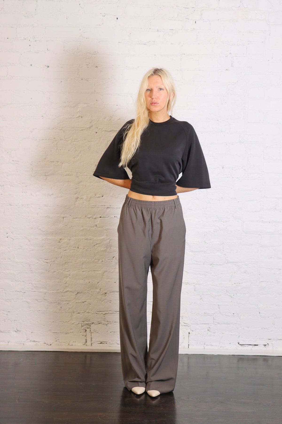 Tropical Wool Charles Trouser in Dark Stone by Tibi-Tibi-Idlewild-Cincinnati