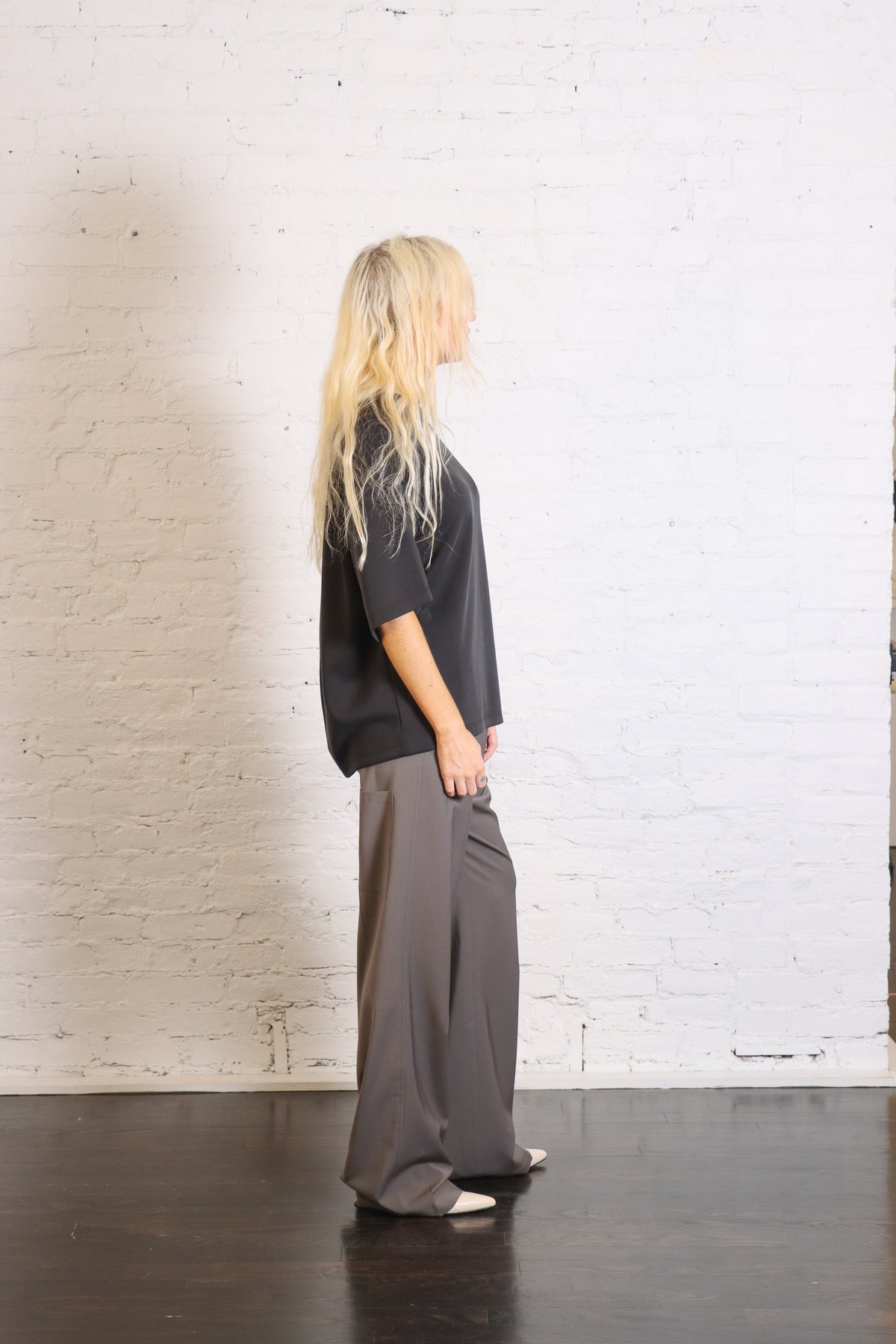 Tropical Wool Charles Trouser in Dark Stone by Tibi-Tibi-Idlewild-Cincinnati