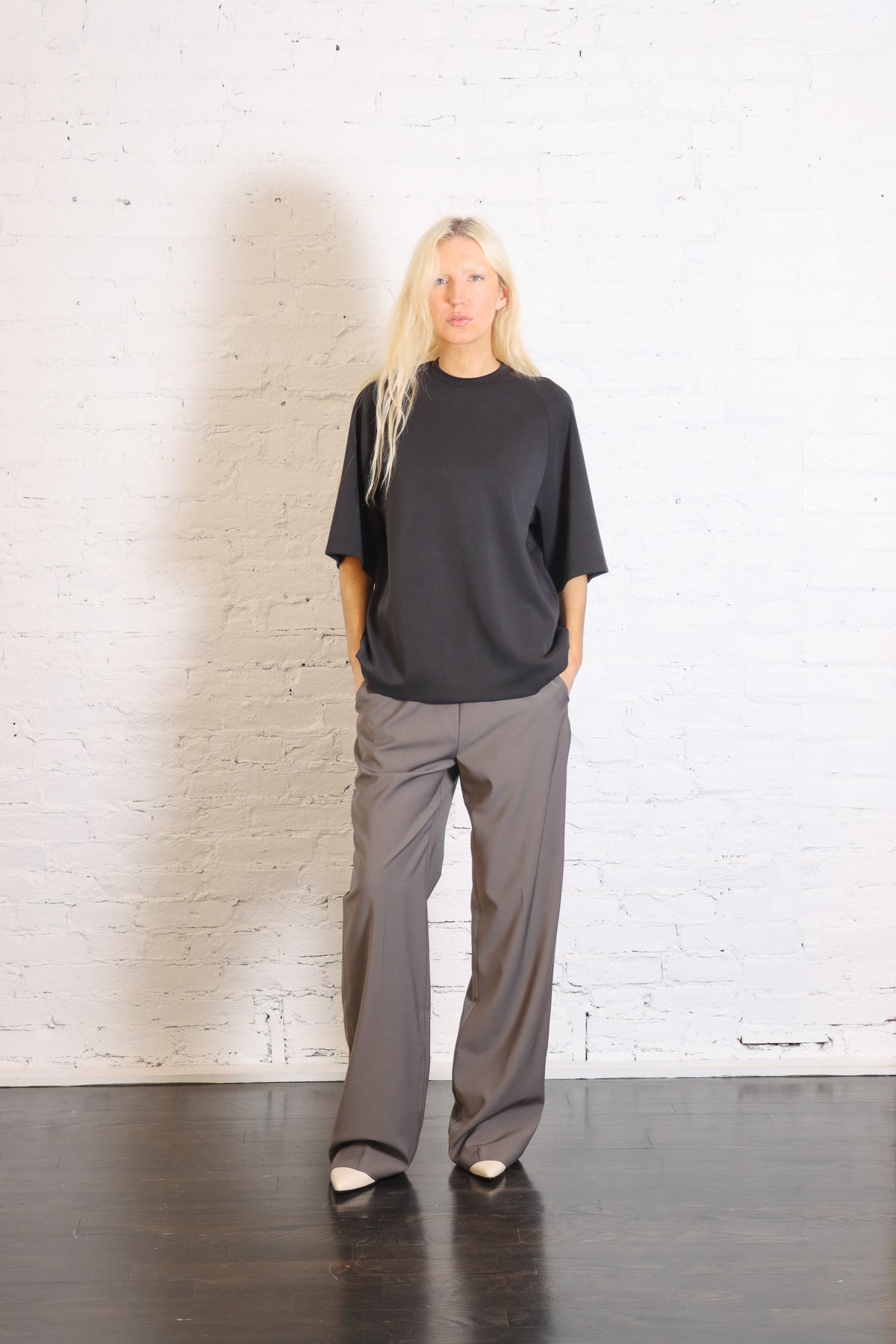 Tropical Wool Charles Trouser in Dark Stone by Tibi-Tibi-Idlewild-Cincinnati