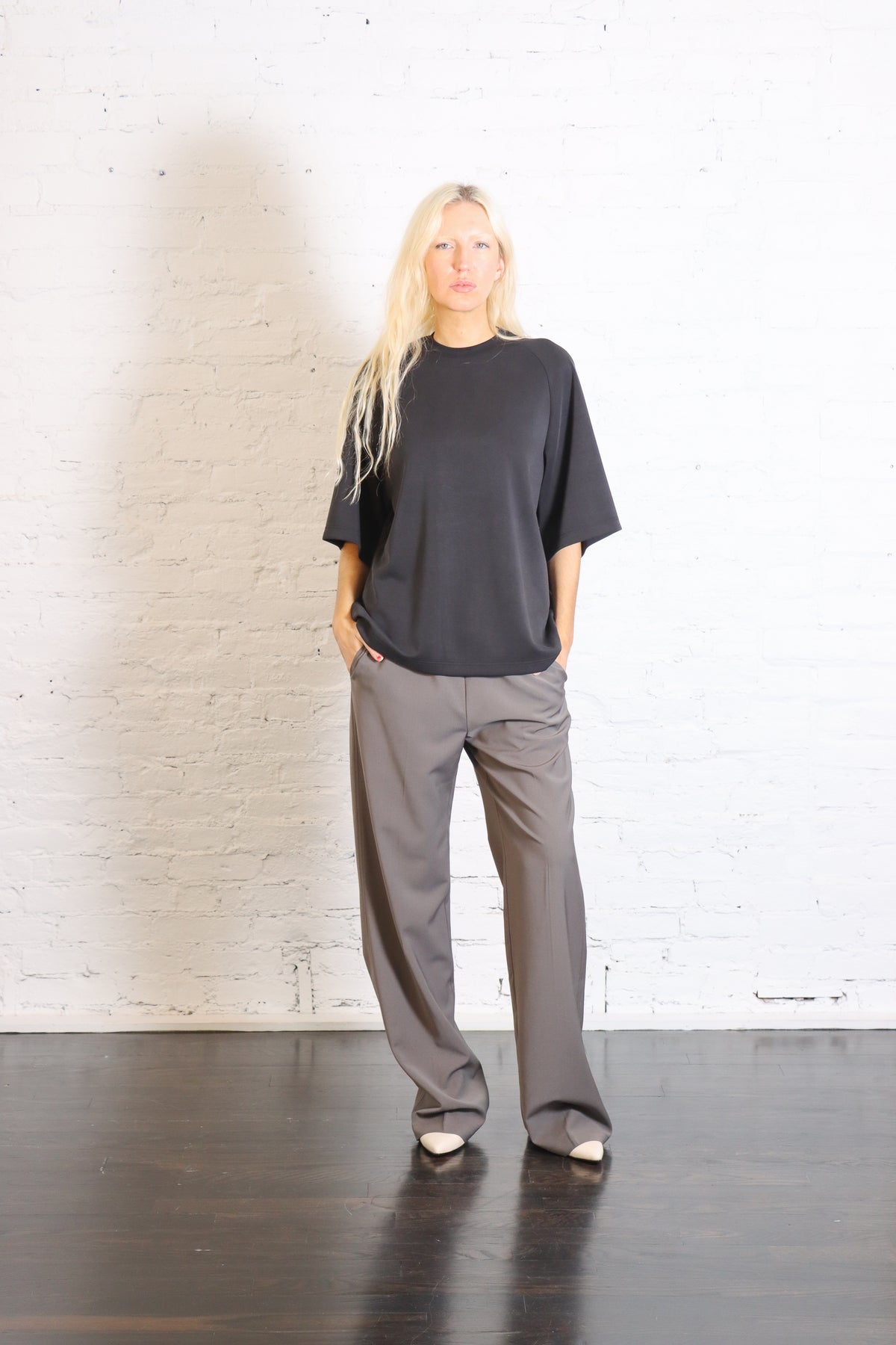 Tropical Wool Charles Trouser in Dark Stone by Tibi-Tibi-Idlewild-Cincinnati