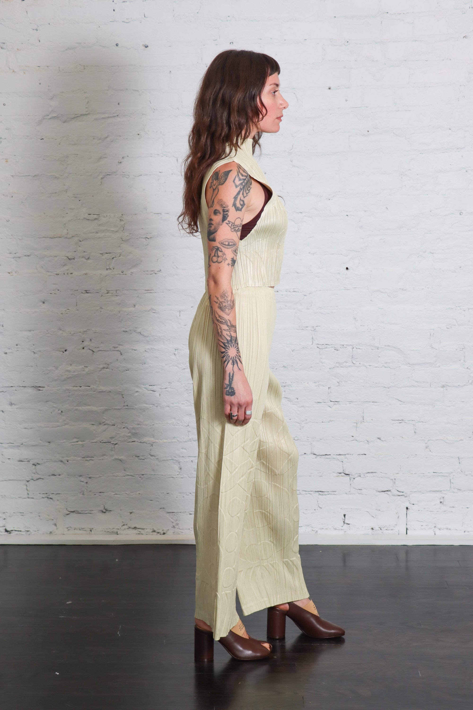 Tune Pants in Ivory by Pleats Please Issey Miyake-Bottoms-Pleats Please Issey Miyake-Idlewild