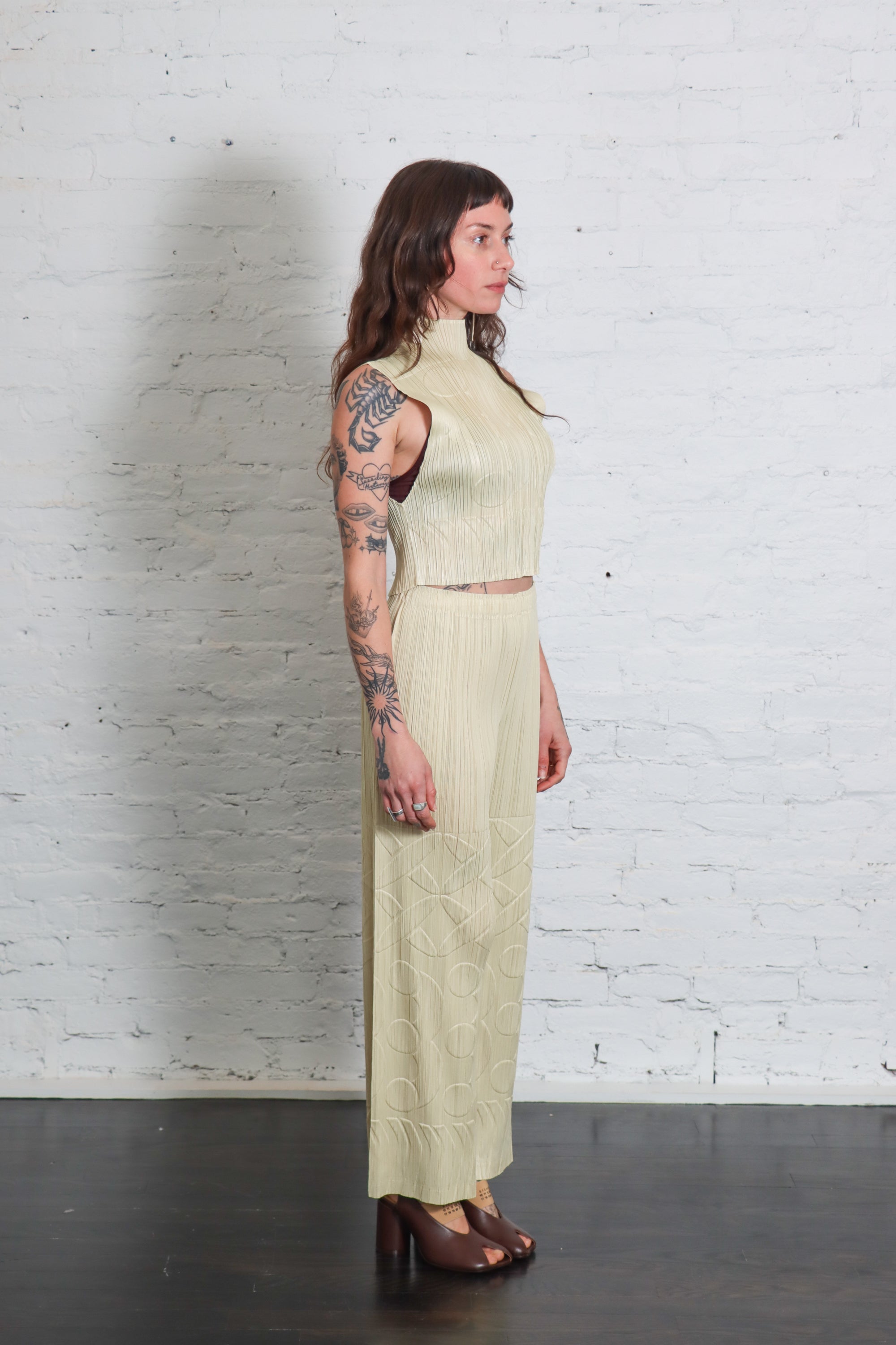 Tune Pants in Ivory by Pleats Please Issey Miyake-Bottoms-Pleats Please Issey Miyake-Idlewild