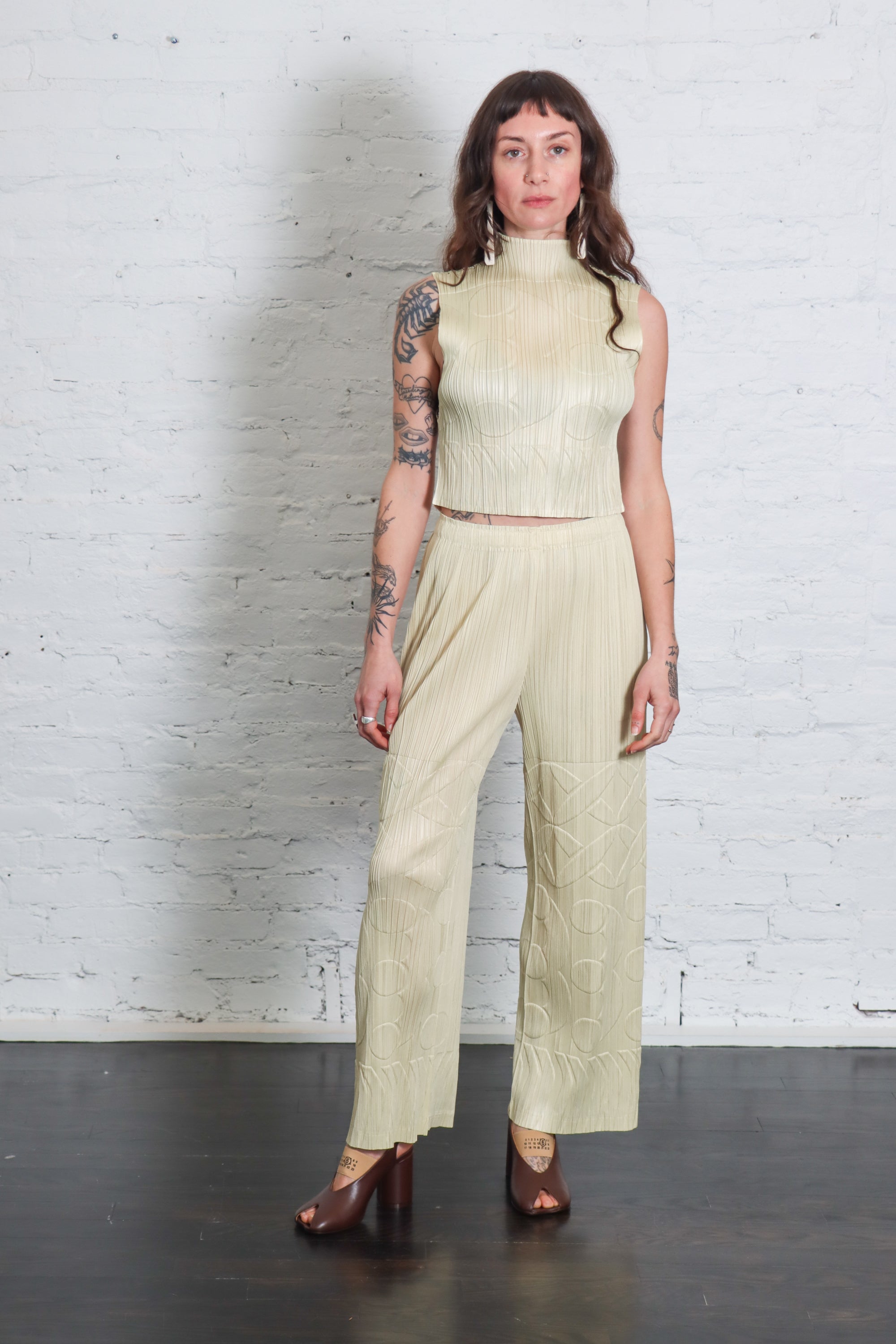 Tune Pants in Ivory by Pleats Please Issey Miyake-Bottoms-Pleats Please Issey Miyake-Idlewild