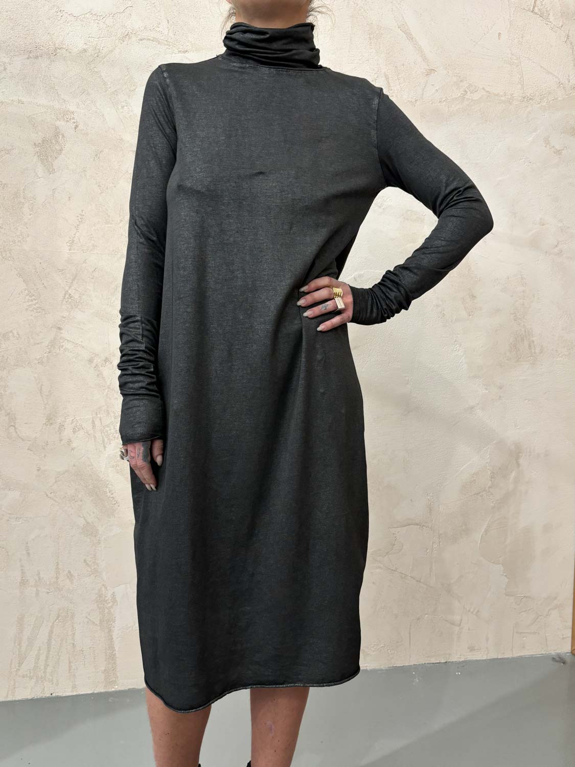Turtleneck Midi Dress in Black by Sanctamuerte-SANCTAMUERTE-Idlewild-Cincinnati