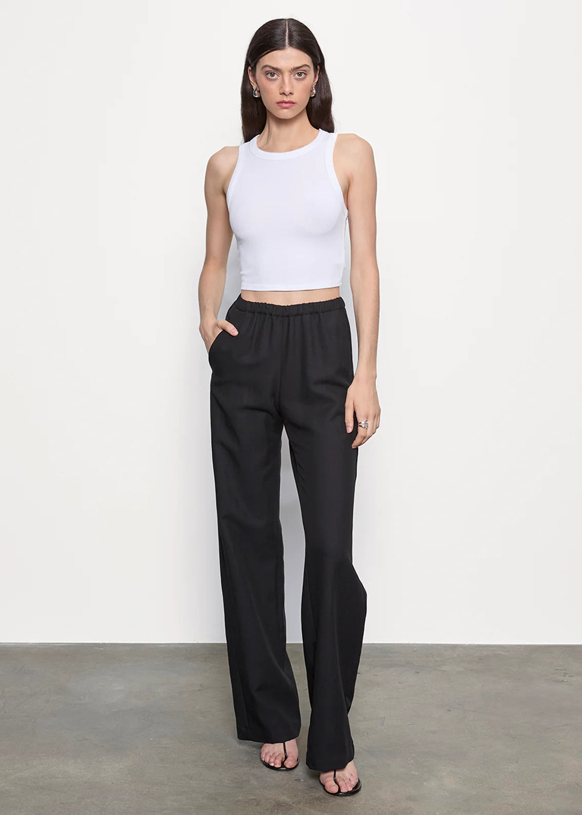 Twill Everywhere Pant in Black by Enza Costa-Pants-Enza Costa-Idlewild