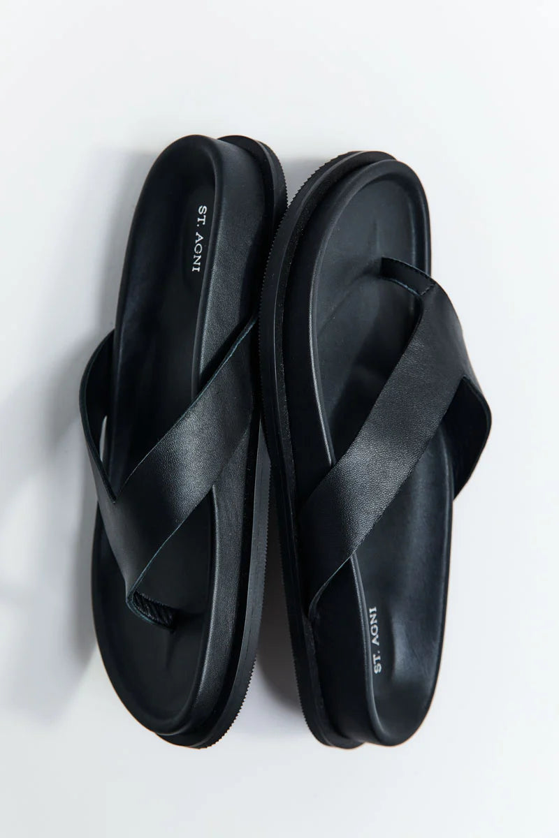 Thong Slide in Black by St Agni-Shoes-St. Agni-Idlewild