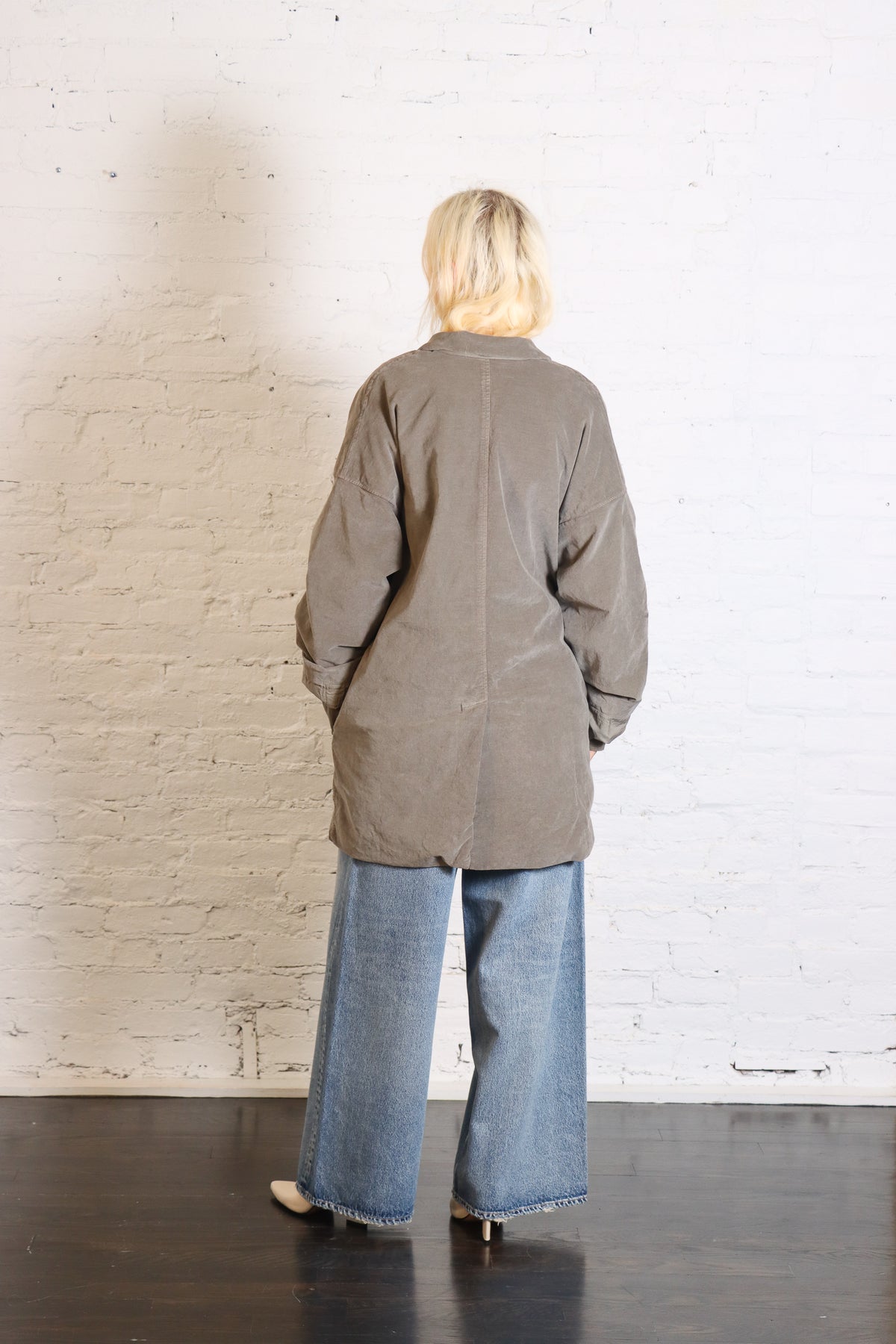 Velvet Long Blazer in Taupe by Album Di Famiglia-Album Di Famiglia-Idlewild-Cincinnati