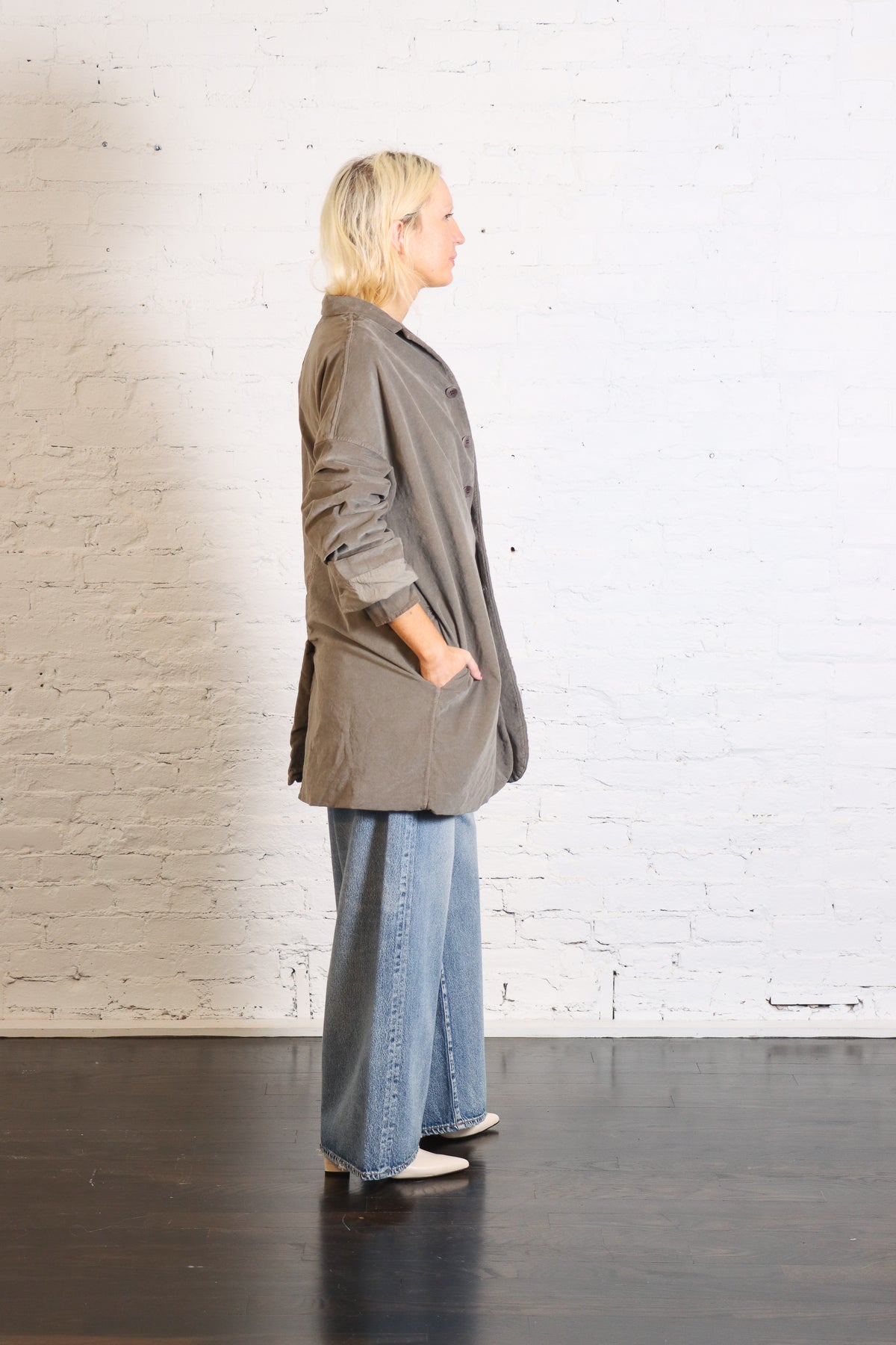 Velvet Long Blazer in Taupe by Album Di Famiglia-Album Di Famiglia-Idlewild-Cincinnati