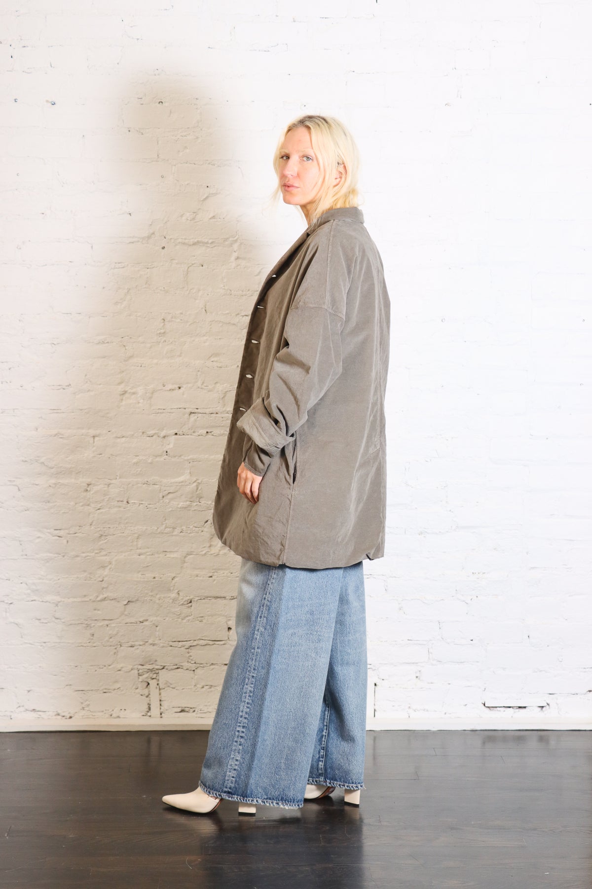 Velvet Long Blazer in Taupe by Album Di Famiglia-Album Di Famiglia-Idlewild-Cincinnati
