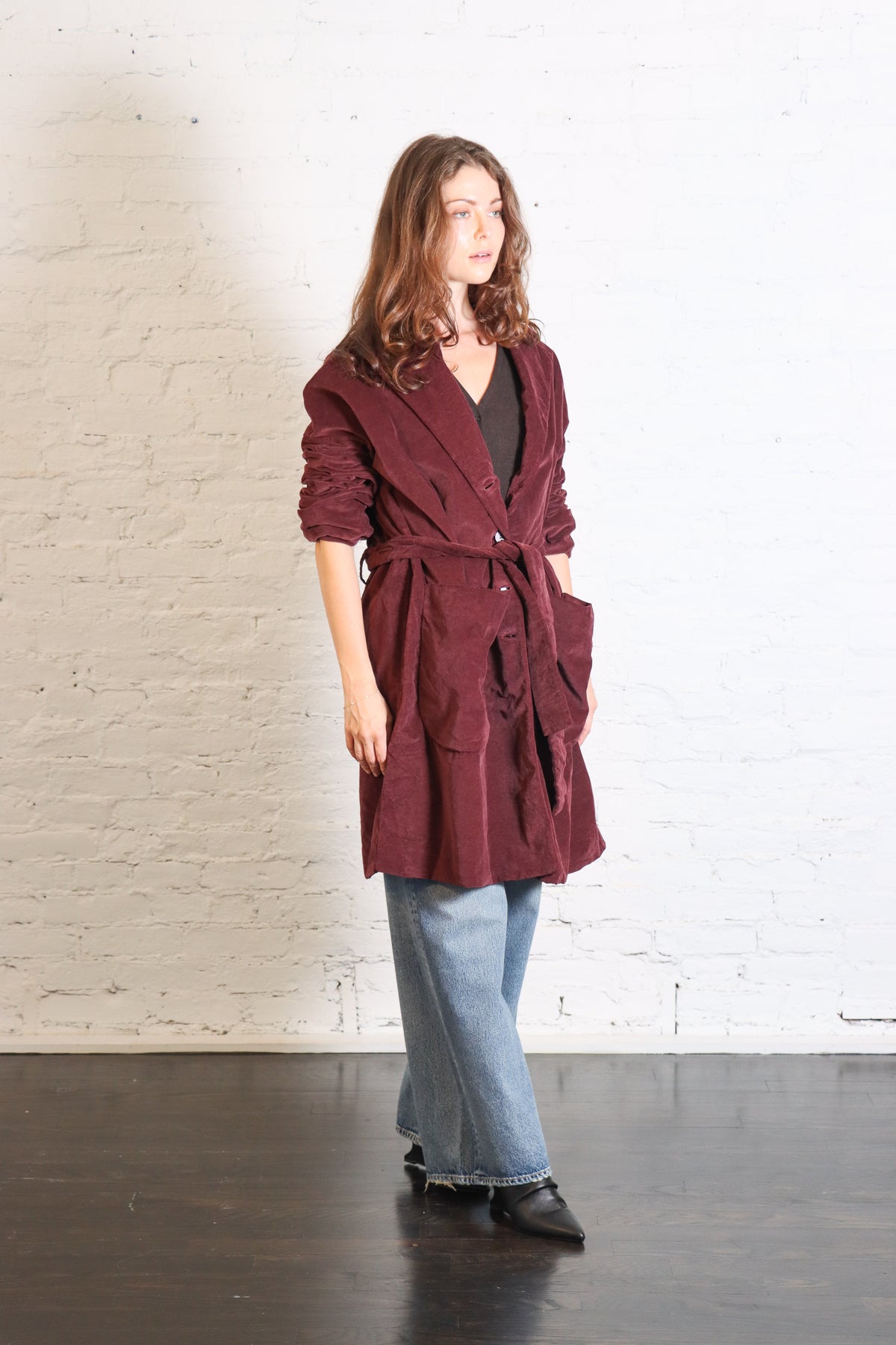 Velvet Wrap Coat in Wine by Album Di Famiglia-Album Di Famiglia-Idlewild-Cincinnati