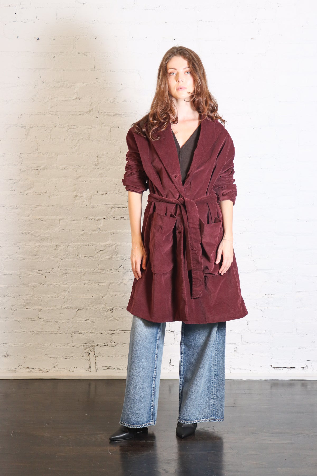 Velvet Wrap Coat in Wine by Album Di Famiglia-Album Di Famiglia-Idlewild-Cincinnati
