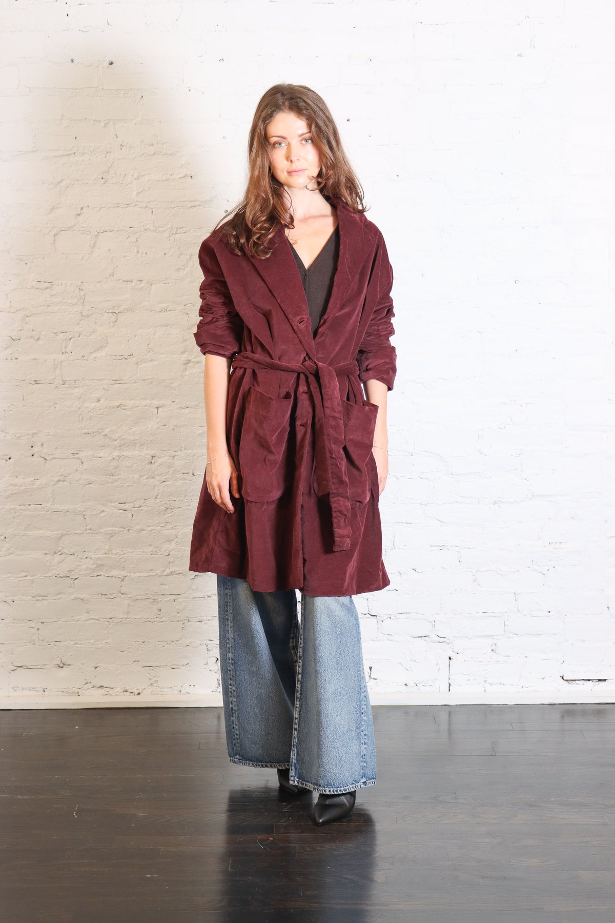 Velvet Wrap Coat in Wine by Album Di Famiglia-Album Di Famiglia-Idlewild-Cincinnati