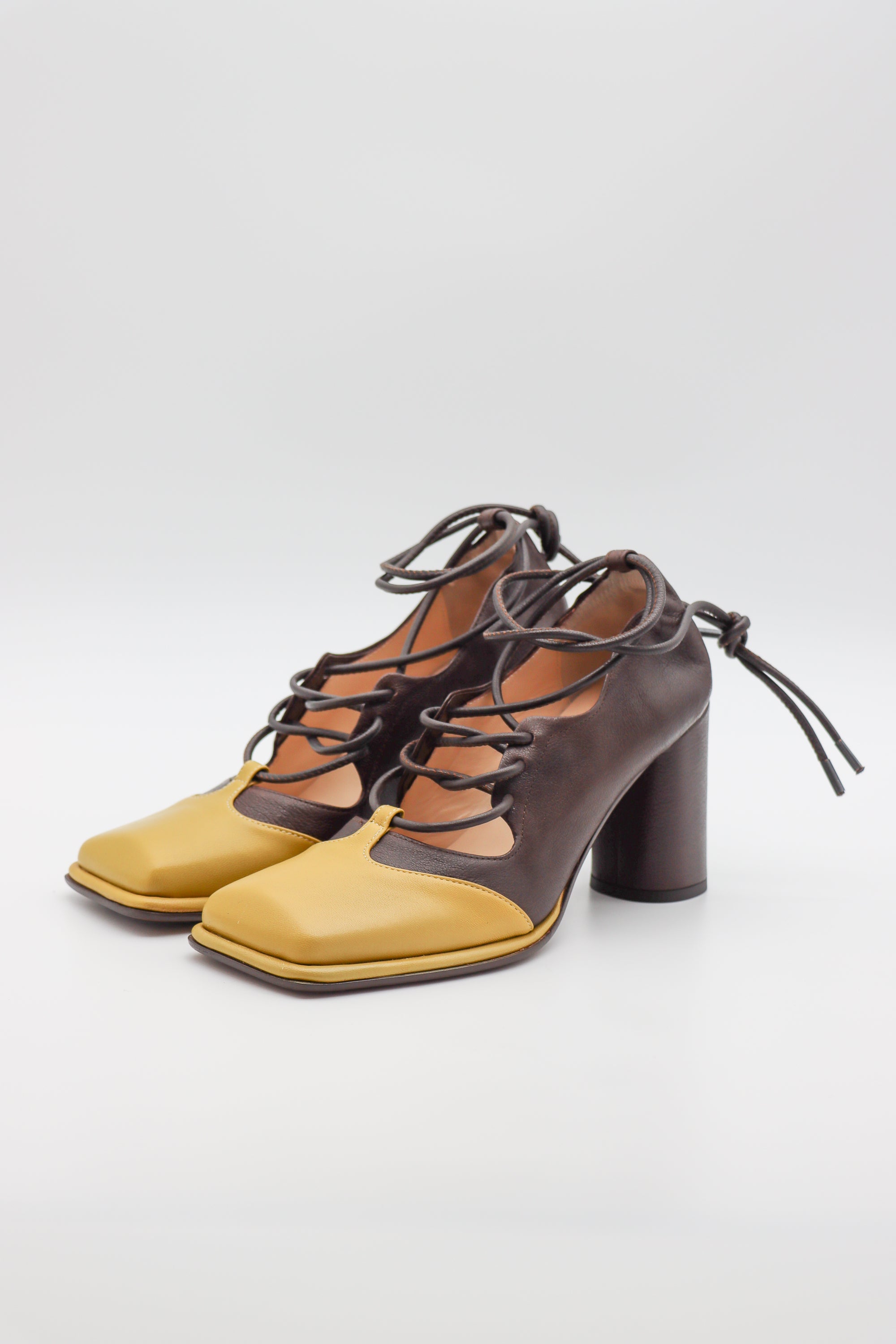 Viktor Ankle Wrap Pump in Canarino Caffe by MLO-MLO-Idlewild-Cincinnati