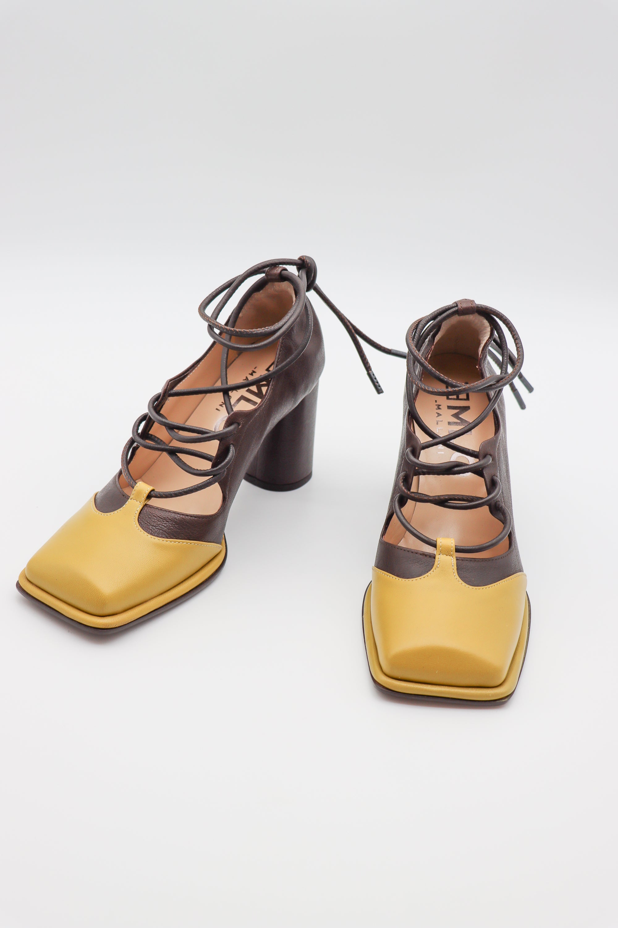 Viktor Ankle Wrap Pump in Canarino Caffe by MLO-MLO-Idlewild-Cincinnati