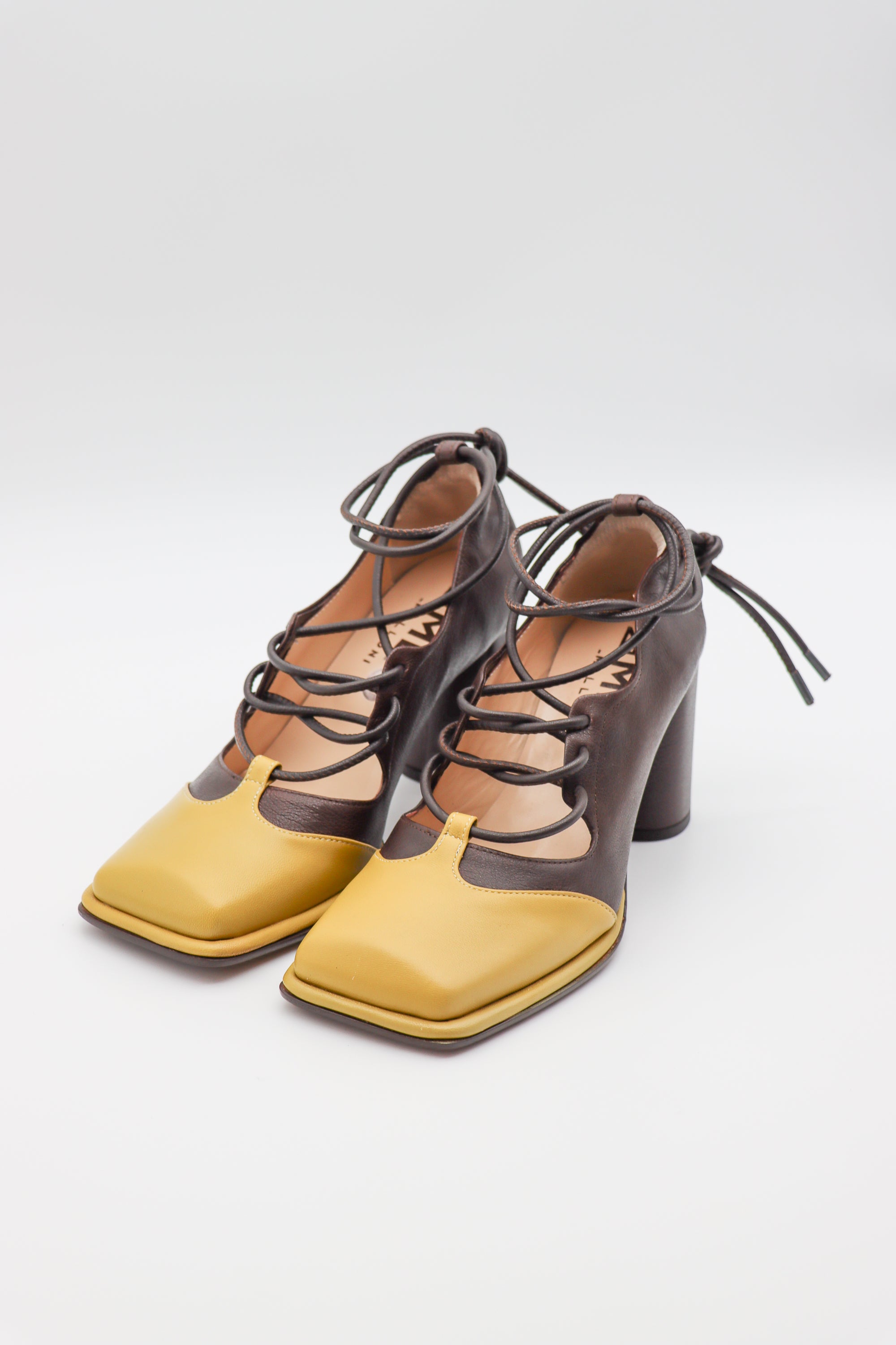 Viktor Ankle Wrap Pump in Canarino Caffe by MLO-MLO-Idlewild-Cincinnati