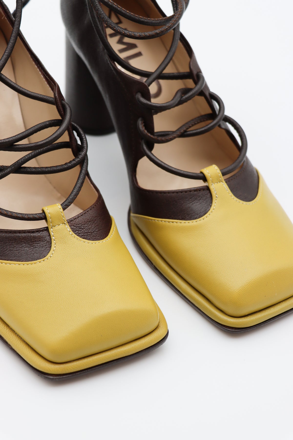 Viktor Ankle Wrap Pump in Canarino Caffe by MLO-MLO-Idlewild-Cincinnati