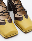 Viktor Ankle Wrap Pump in Canarino Caffe by MLO-MLO-Idlewild-Cincinnati