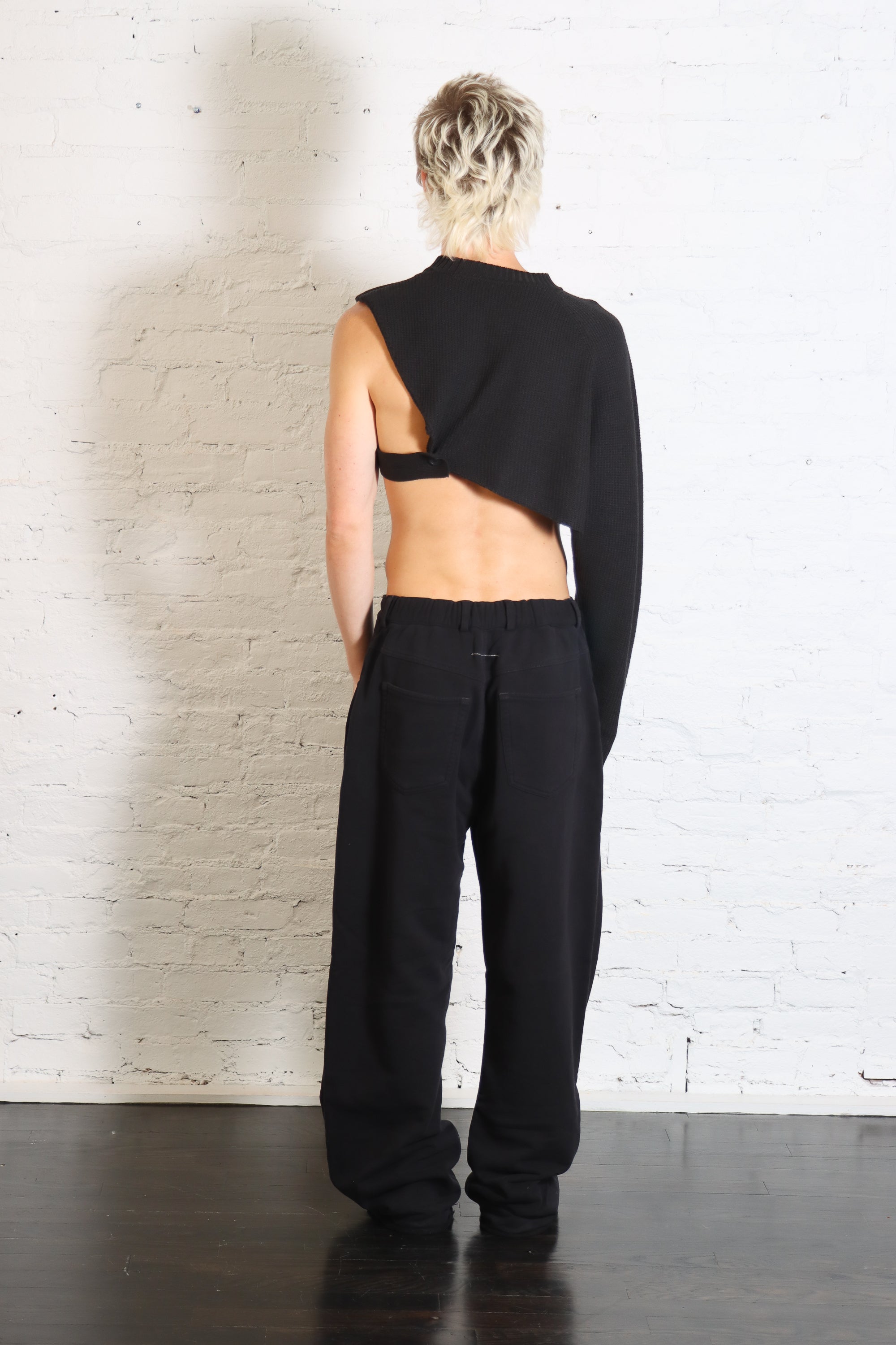 Wafer Knit One Sleeve Top in Black by Homme Plissé Issey Miyake-Homme Plissé Issey Miyake-Idlewild-Cincinnati