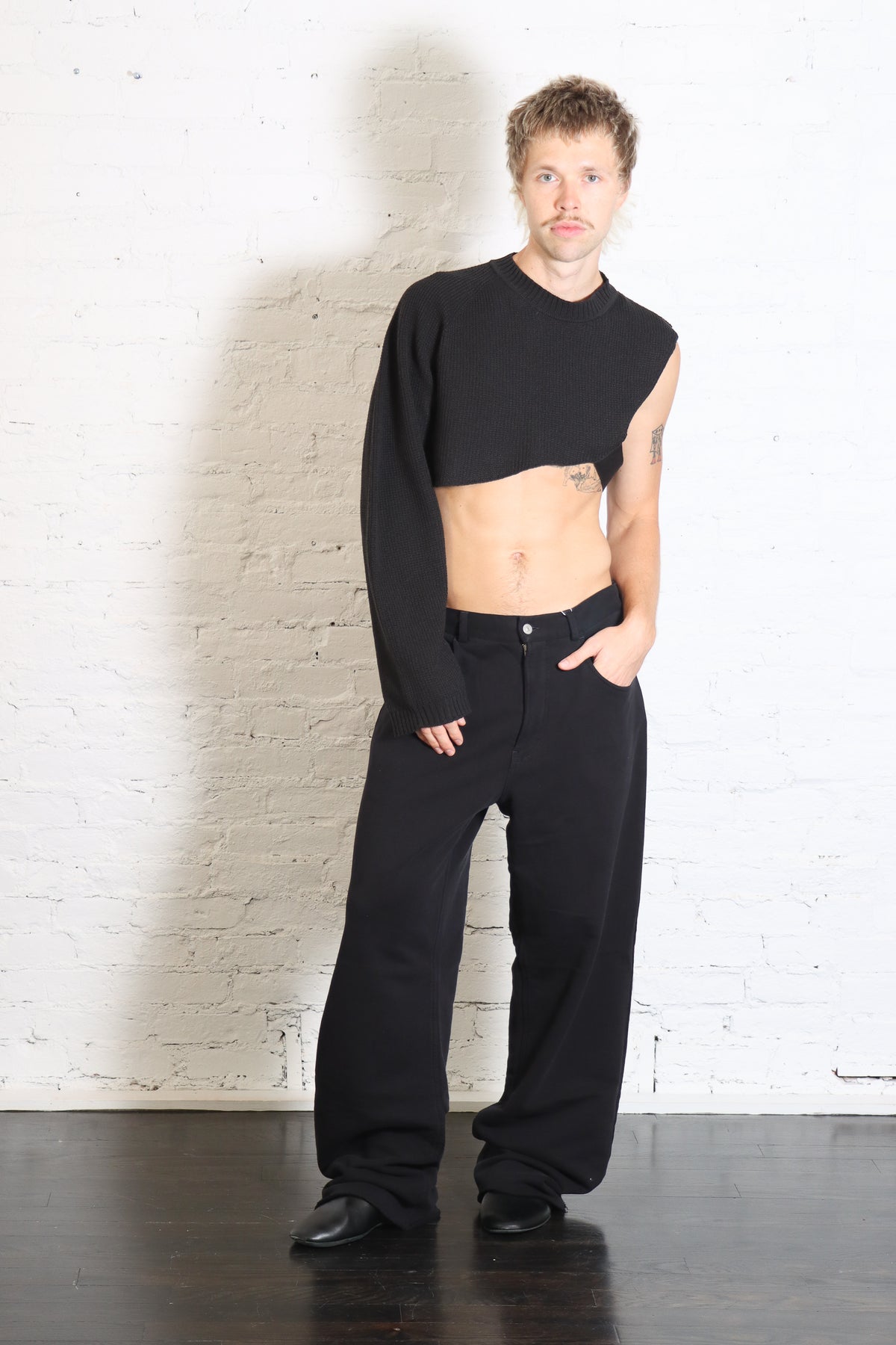 Wafer Knit One Sleeve Top in Black by Homme Plissé Issey Miyake-Homme Plissé Issey Miyake-Idlewild-Cincinnati