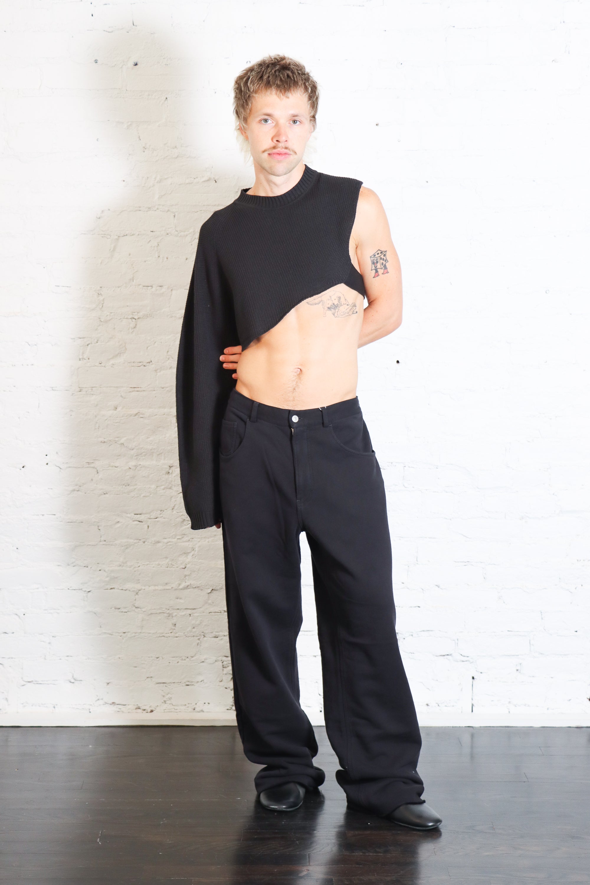 Wafer Knit One Sleeve Top in Black by Homme Plissé Issey Miyake-Homme Plissé Issey Miyake-Idlewild-Cincinnati