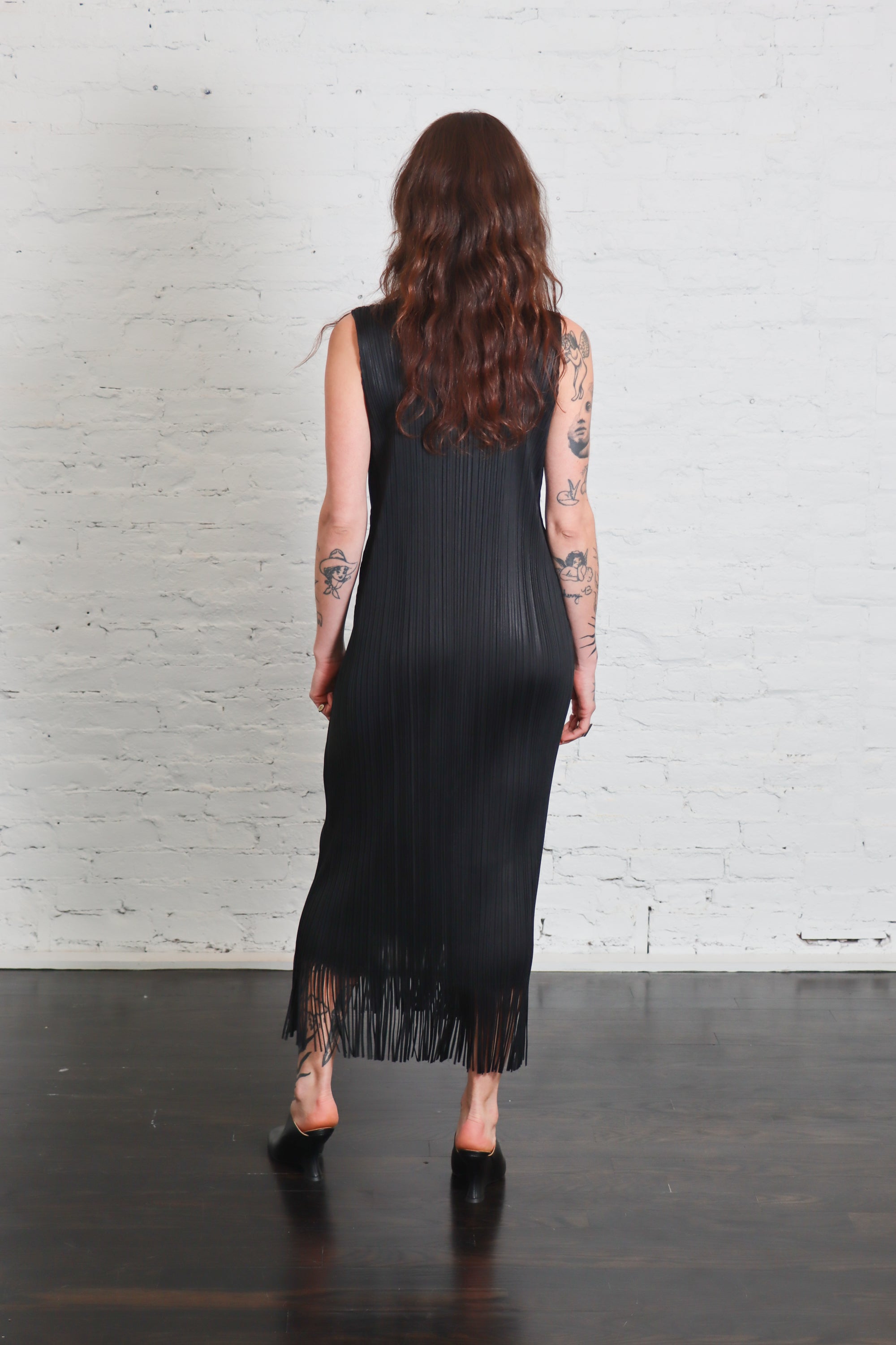 Wave Fringe Dress in Black by Pleats Please Issey Miyake-Dresses-Pleats Please Issey Miyake-Idlewild