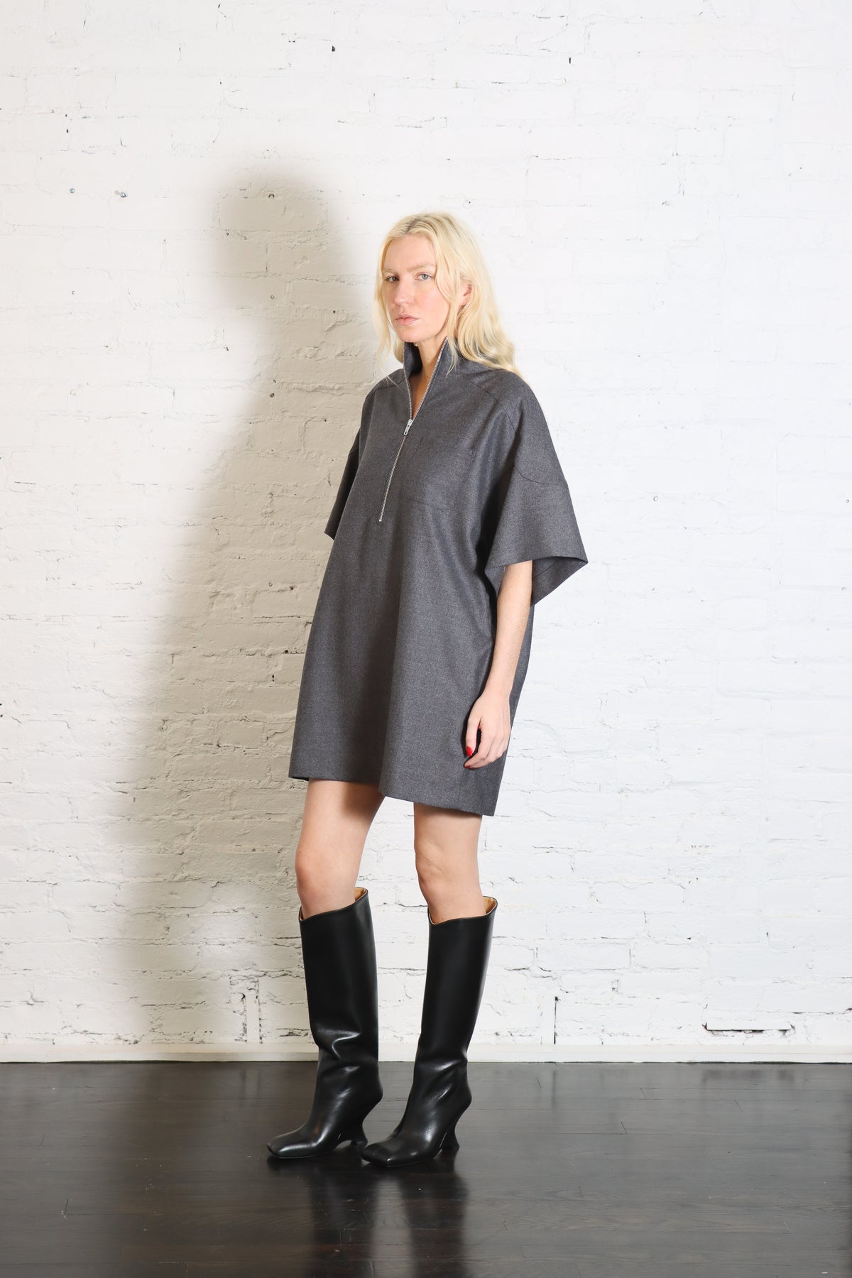 Wool 1/4 Zip Dress Jacket in Dark Gray by MM6 Maison Margiela-MM6-Idlewild-Cincinnati