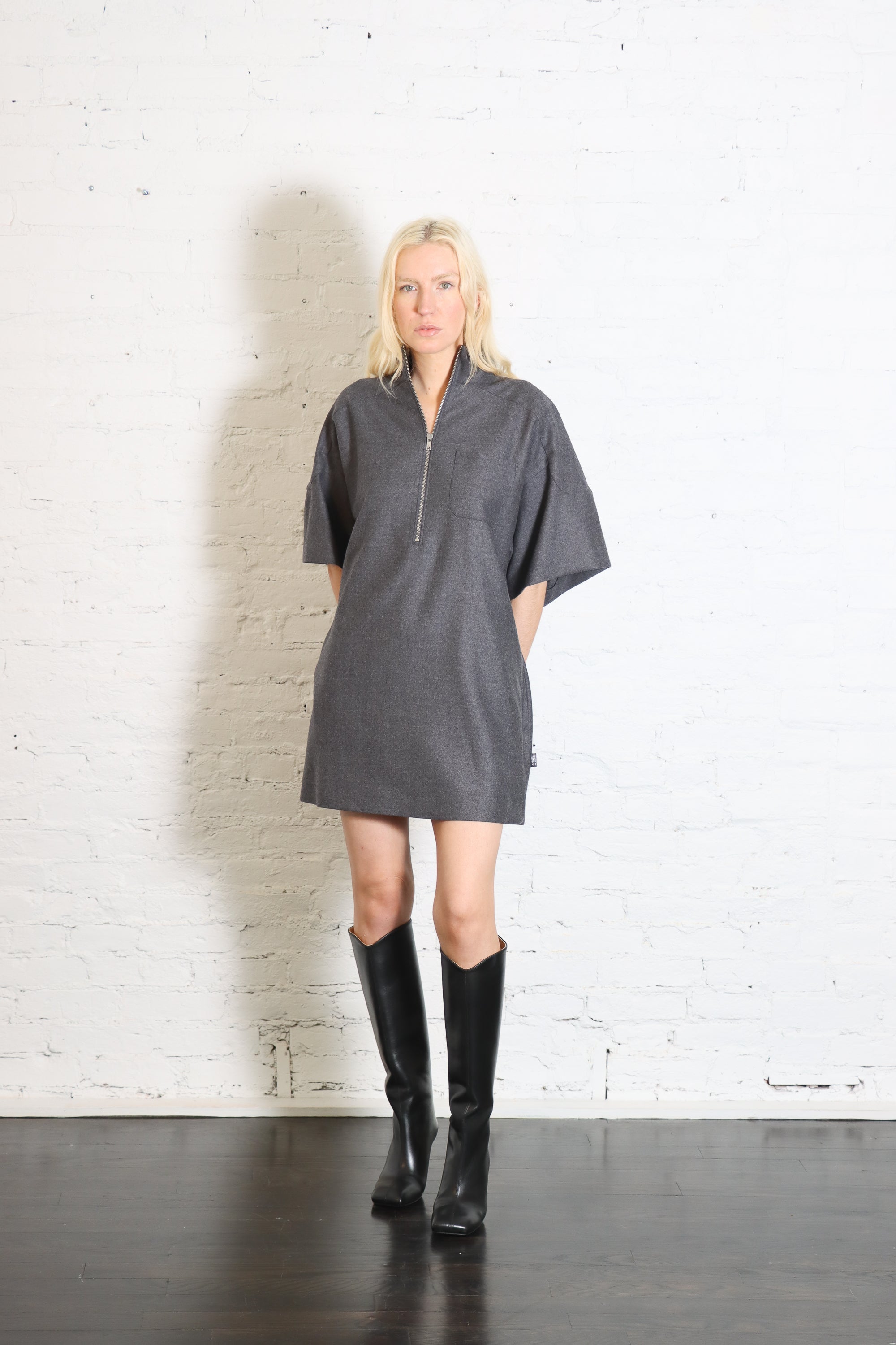 Wool 1/4 Zip Dress Jacket in Dark Gray by MM6 Maison Margiela-MM6-Idlewild-Cincinnati