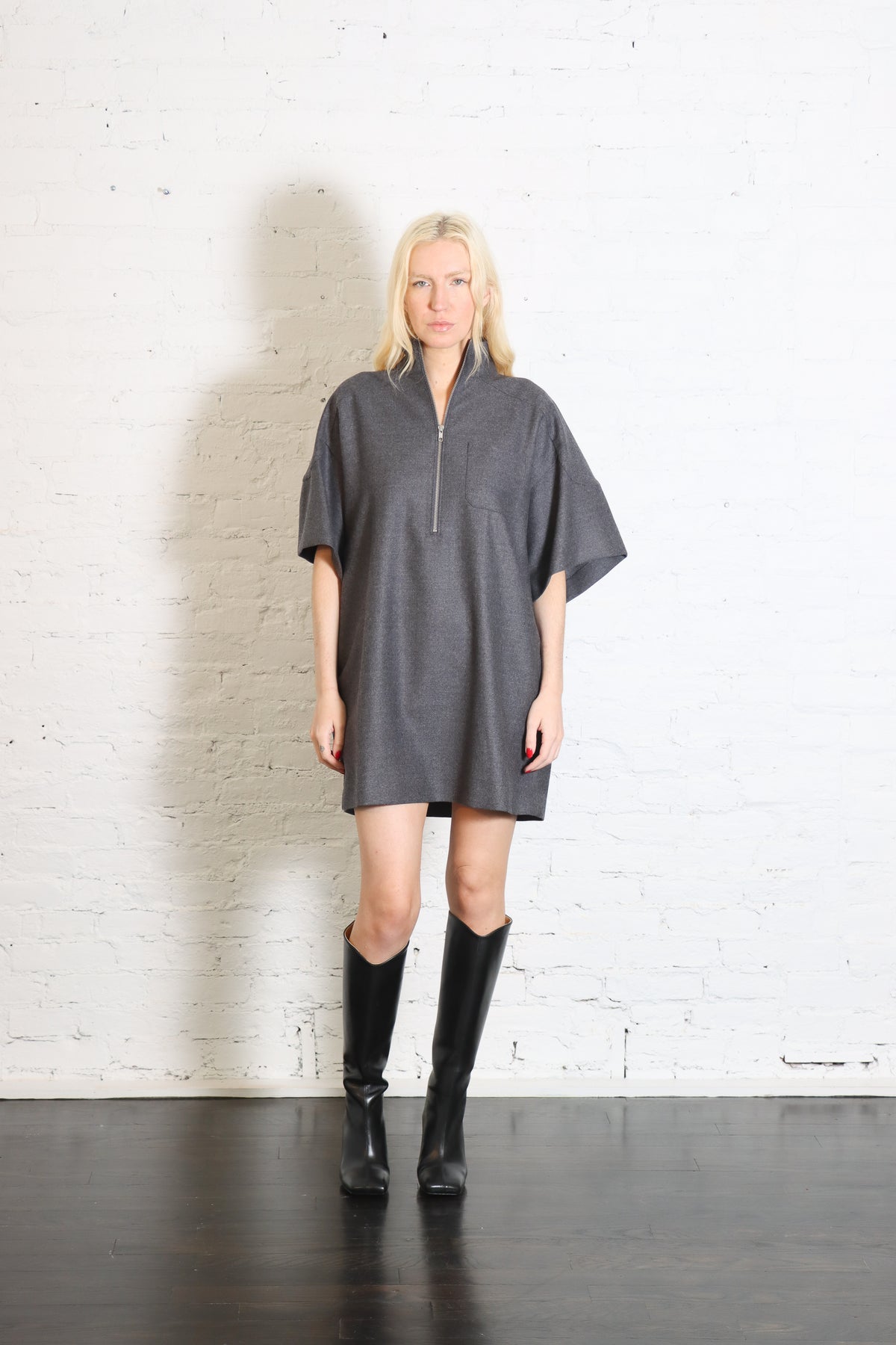 Wool 1/4 Zip Dress Jacket in Dark Gray by MM6 Maison Margiela-MM6-Idlewild-Cincinnati