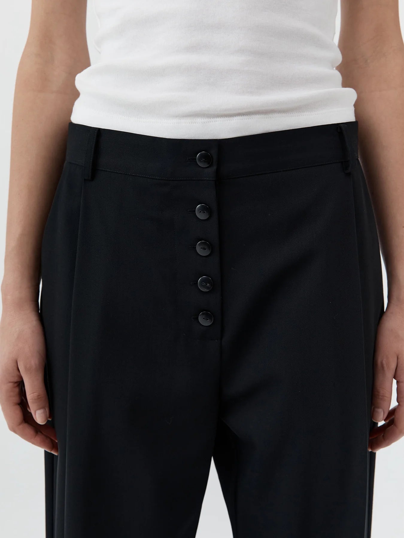 Wool Button Front Pleat Pants in Black by St. Agni-St. Agni-Idlewild-Cincinnati