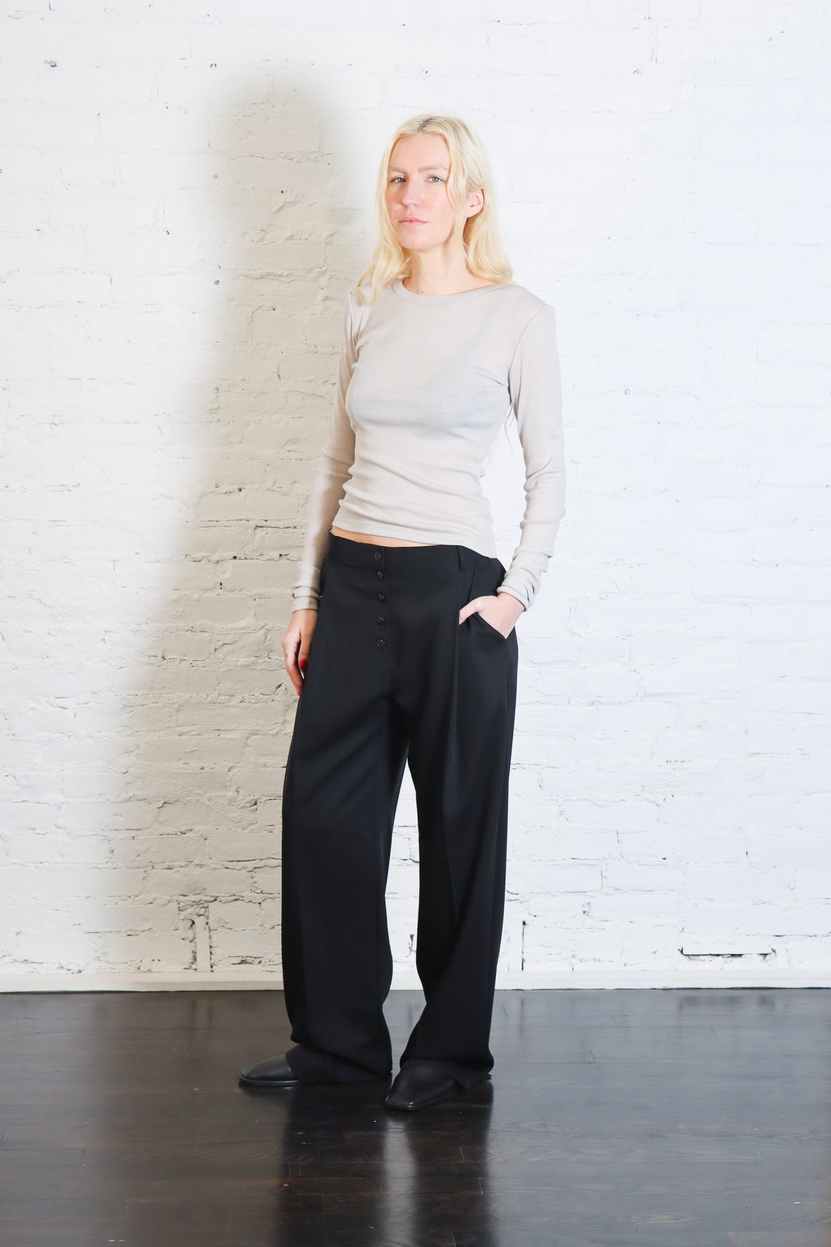 Wool Button Front Pleat Pants in Black by St. Agni-St. Agni-Idlewild-Cincinnati