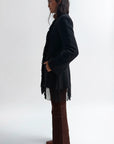 Youla Fringed Blanket Coat in Black by Rodebjer-Rodebjer-Idlewild-Cincinnati