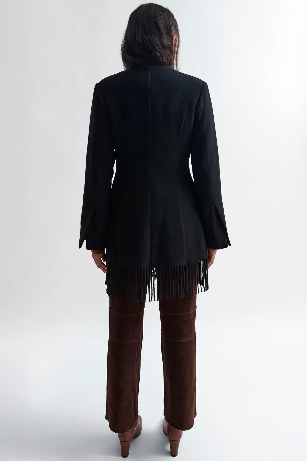 Youla Fringed Blanket Coat in Black by Rodebjer-Rodebjer-Idlewild-Cincinnati