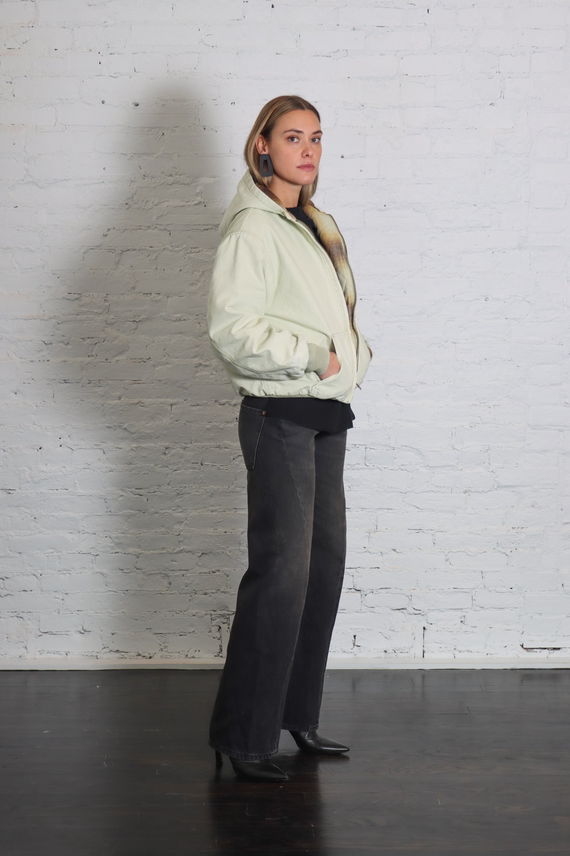 Zip-Up Hoodie in Limestone by 6397