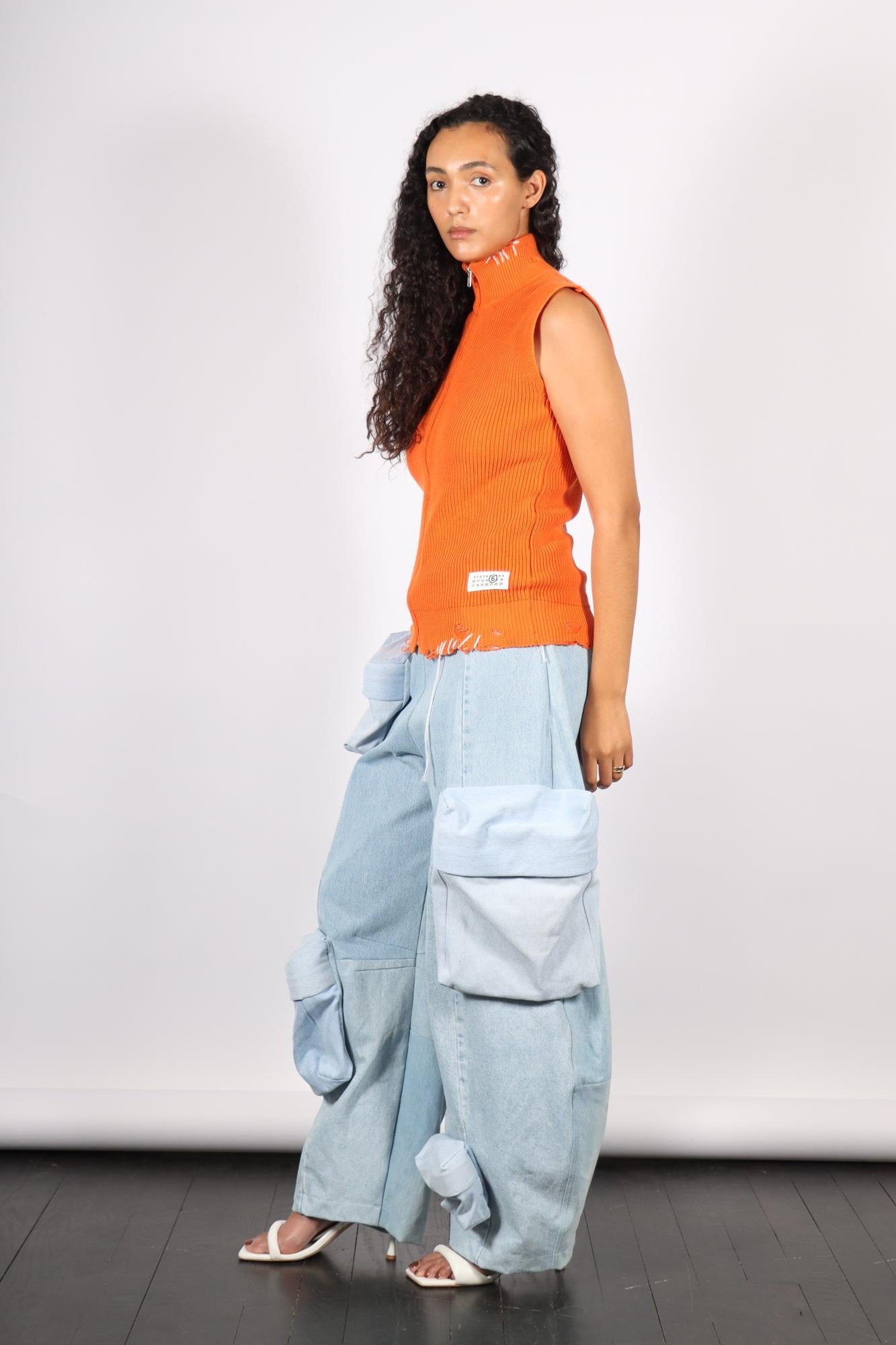 Zip-Up Vest in Orange by MM6 Maison Margiela-MM6-Idlewild