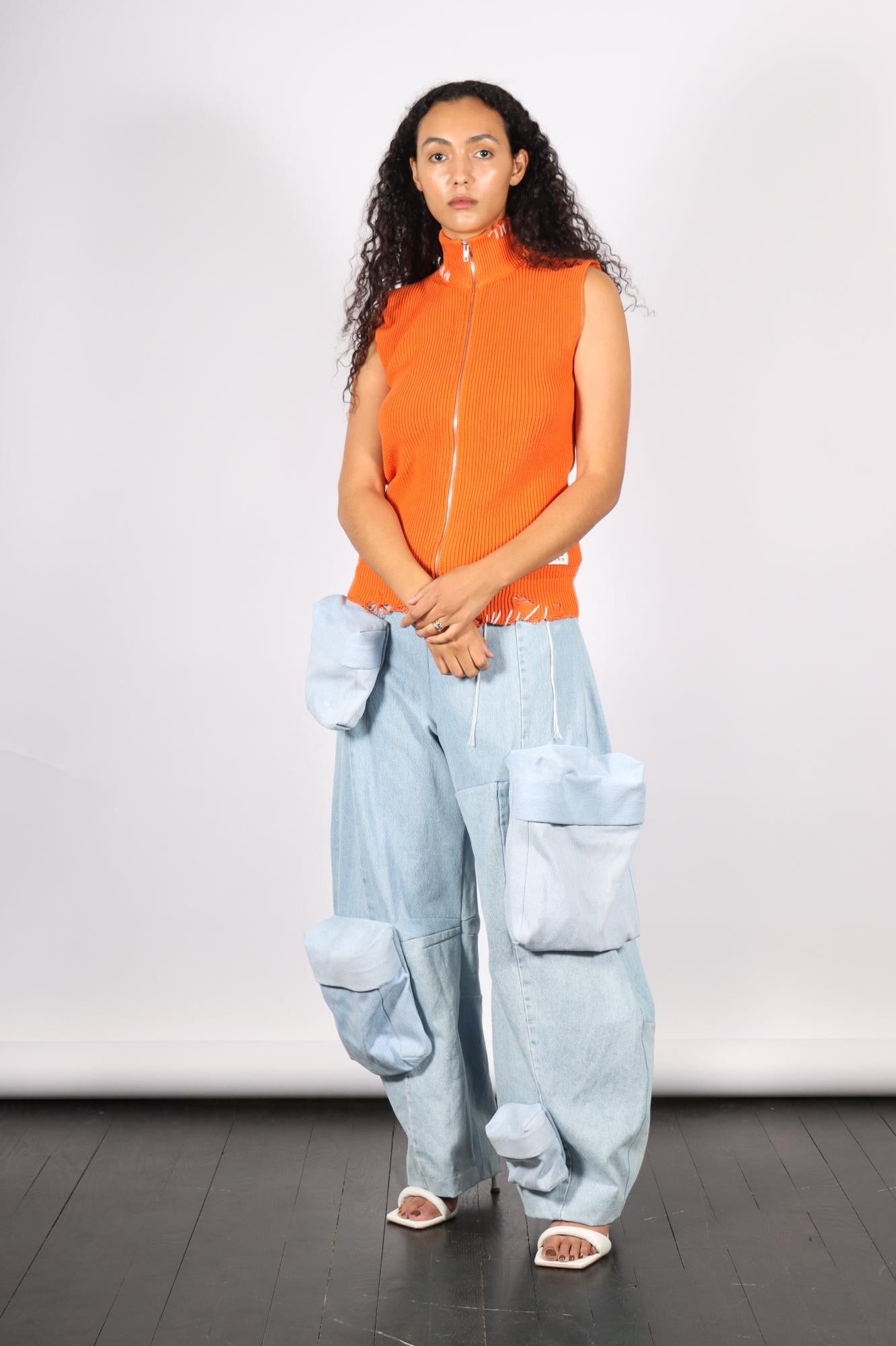 Zip-Up Vest in Orange by MM6 Maison Margiela-MM6-Idlewild